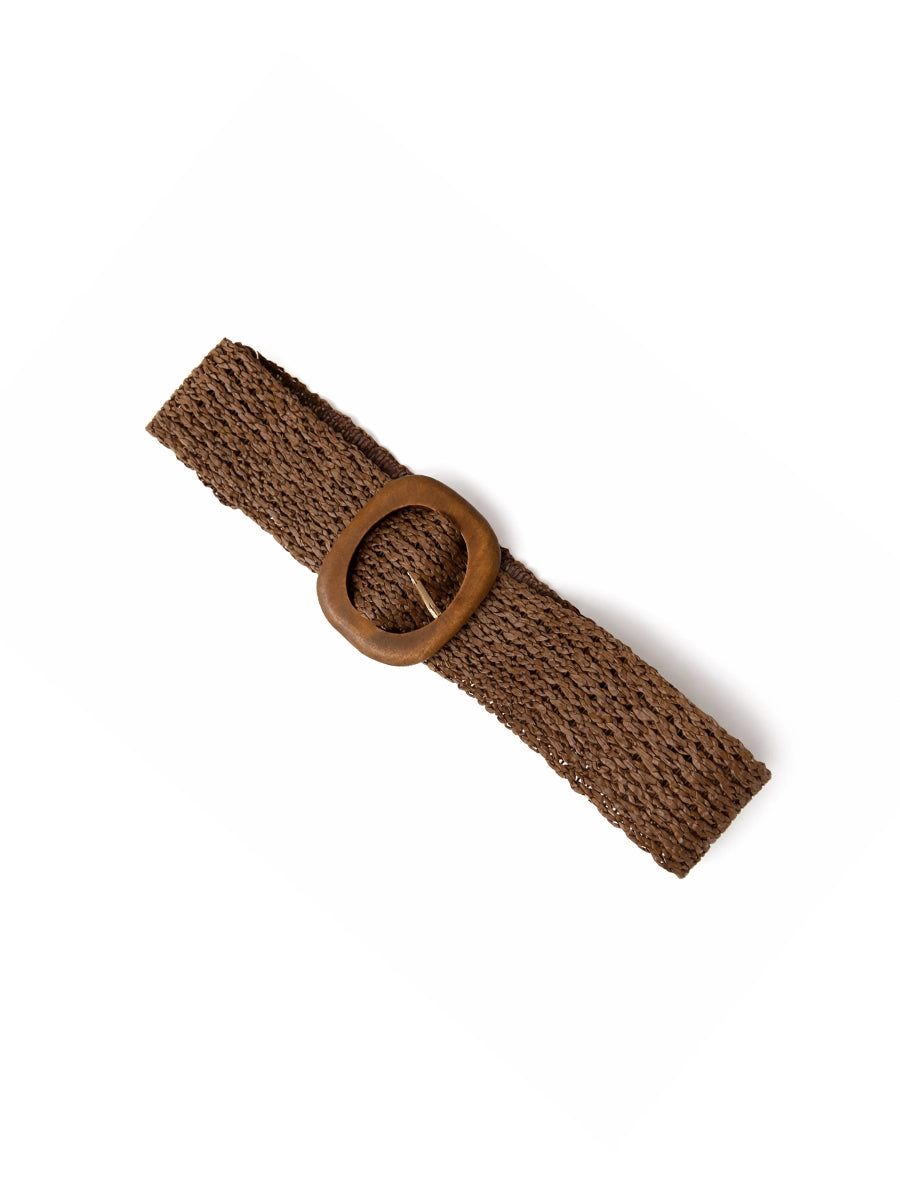 Correa Tejida Marrón C/Hebilla de Madera