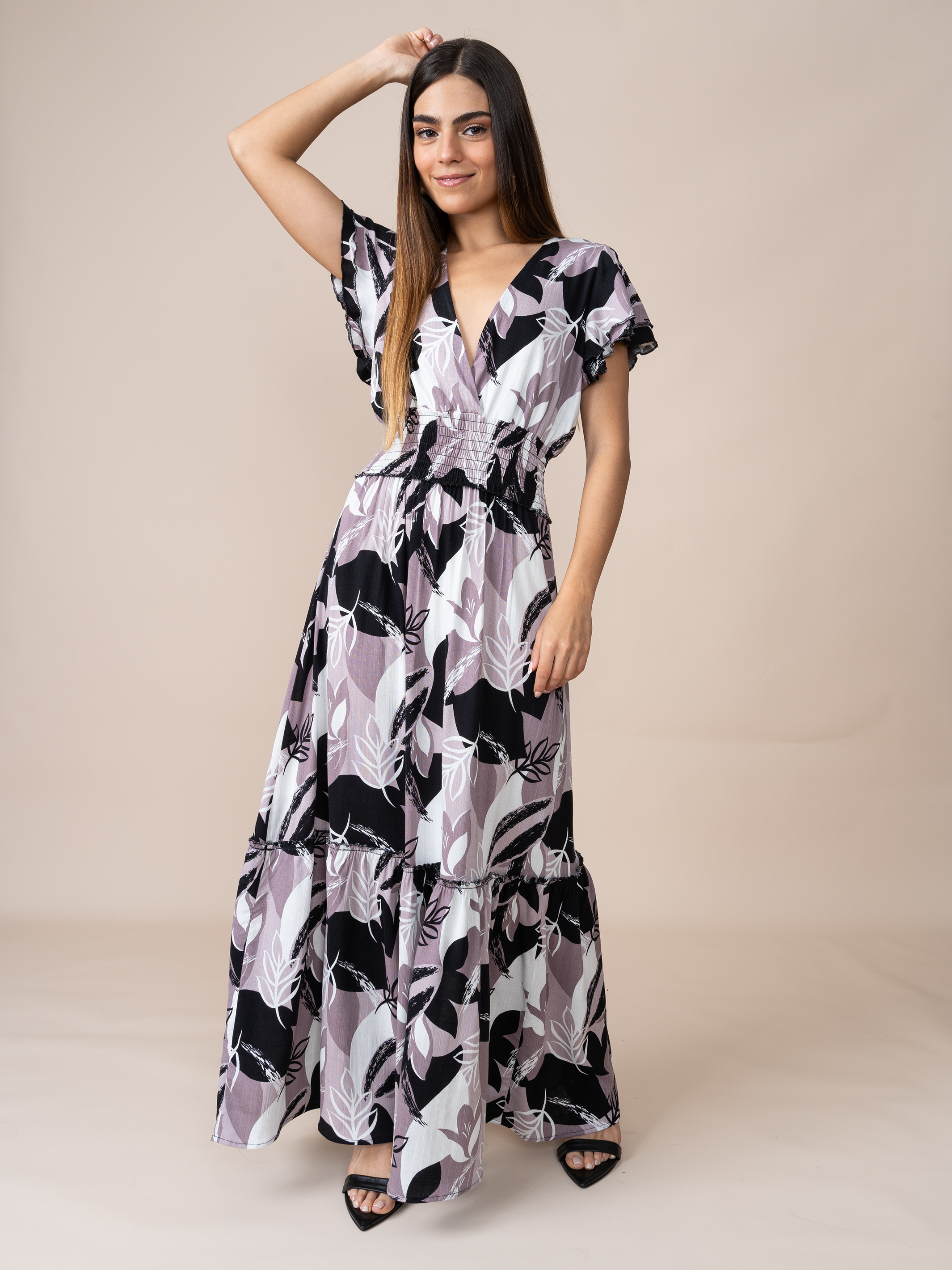 Vestido Andreina Estampado Marrón