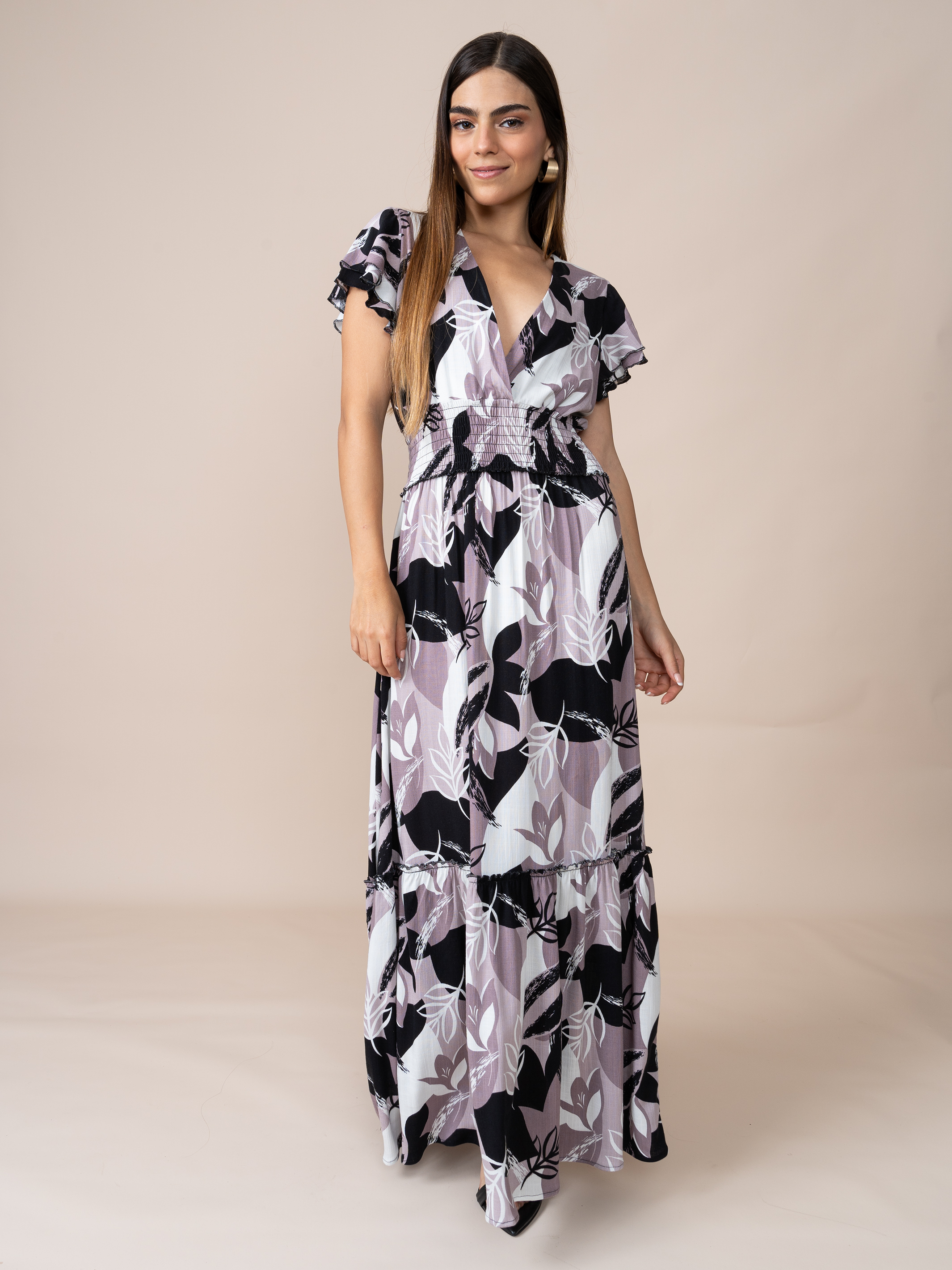 Vestido Andreina Estampado Marrón