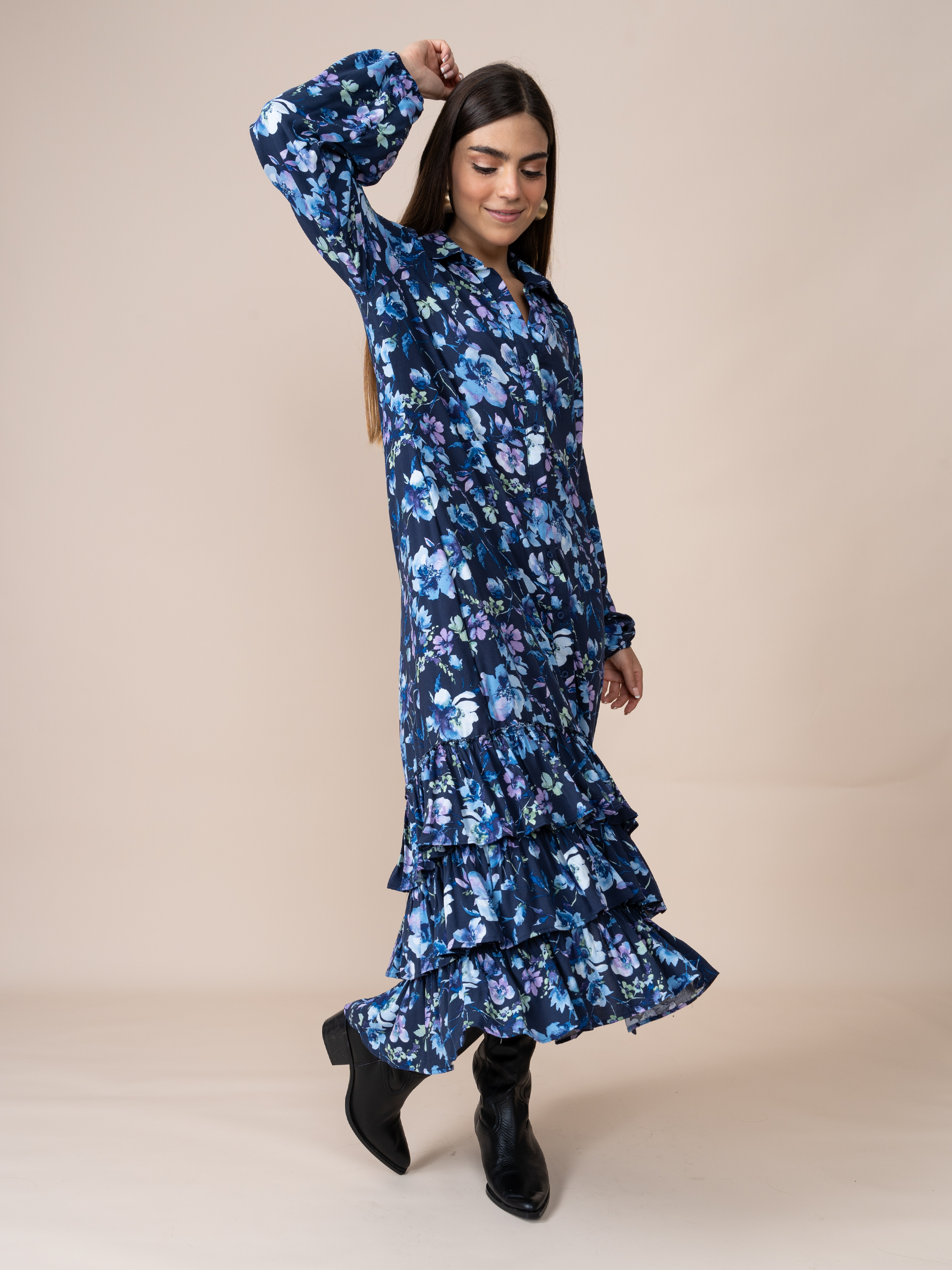 Vestido Micaela Estampado Azul