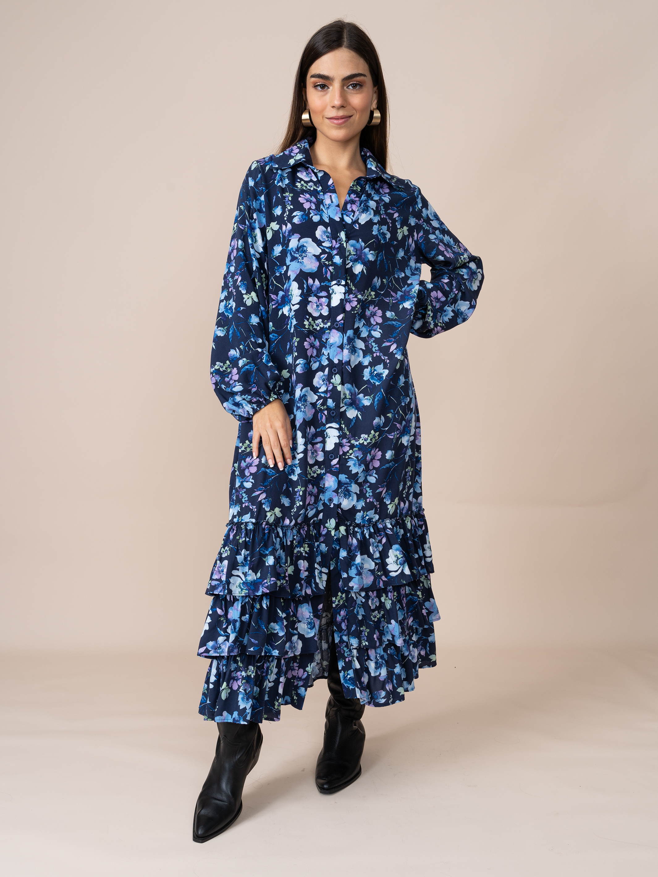 Vestido Micaela Estampado Azul
