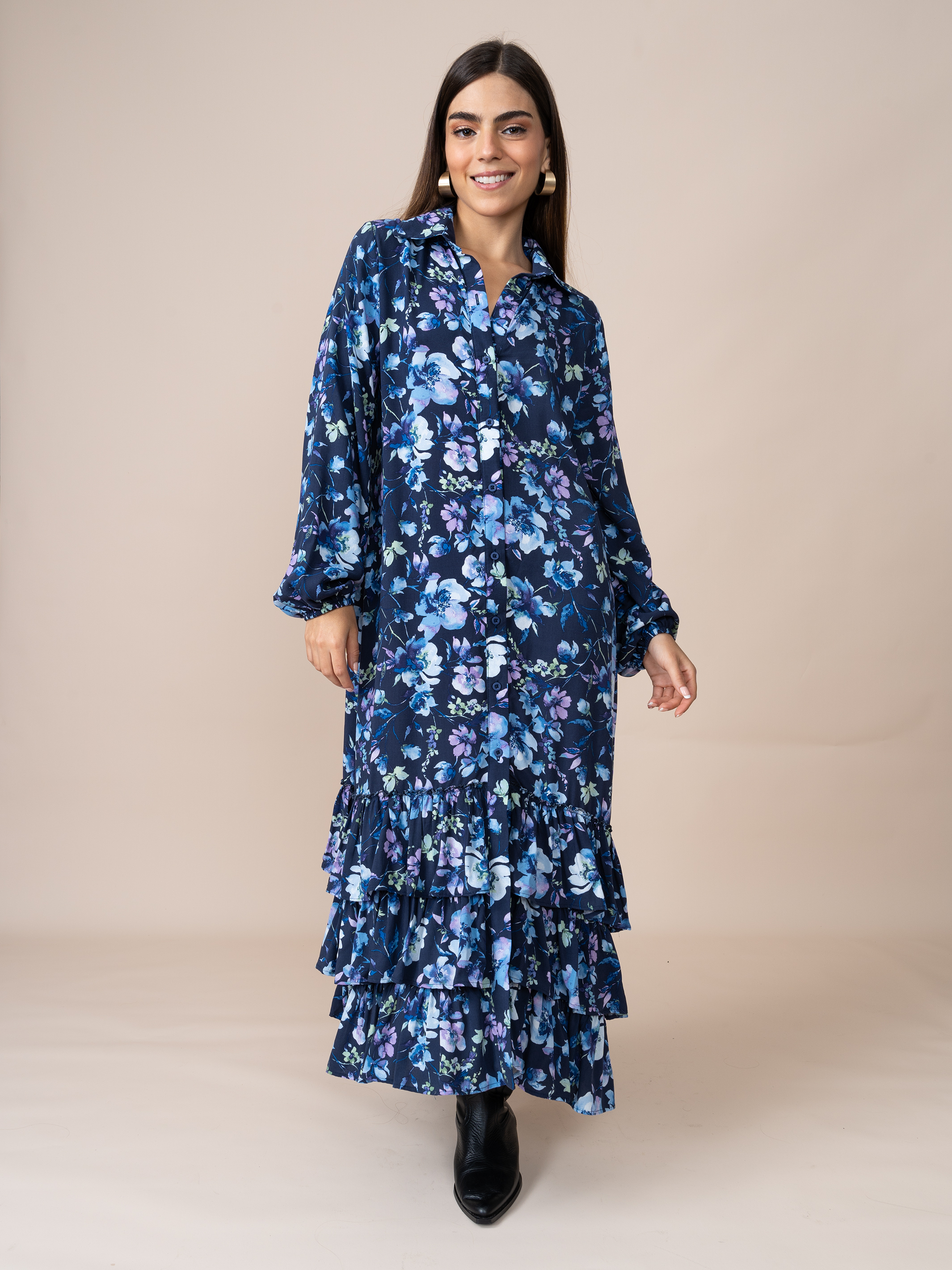 Vestido Micaela Estampado Azul