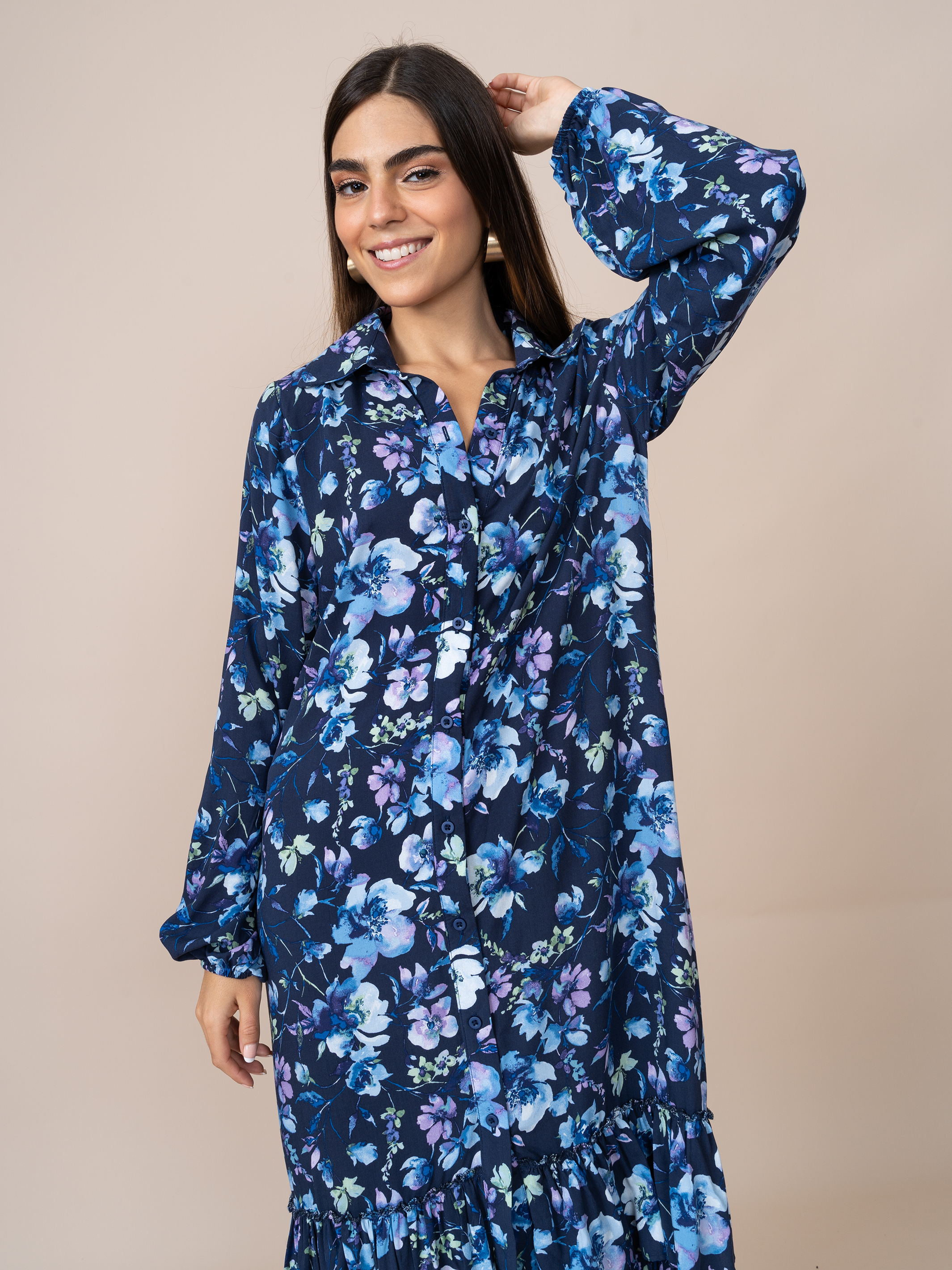 Vestido Micaela Estampado Azul