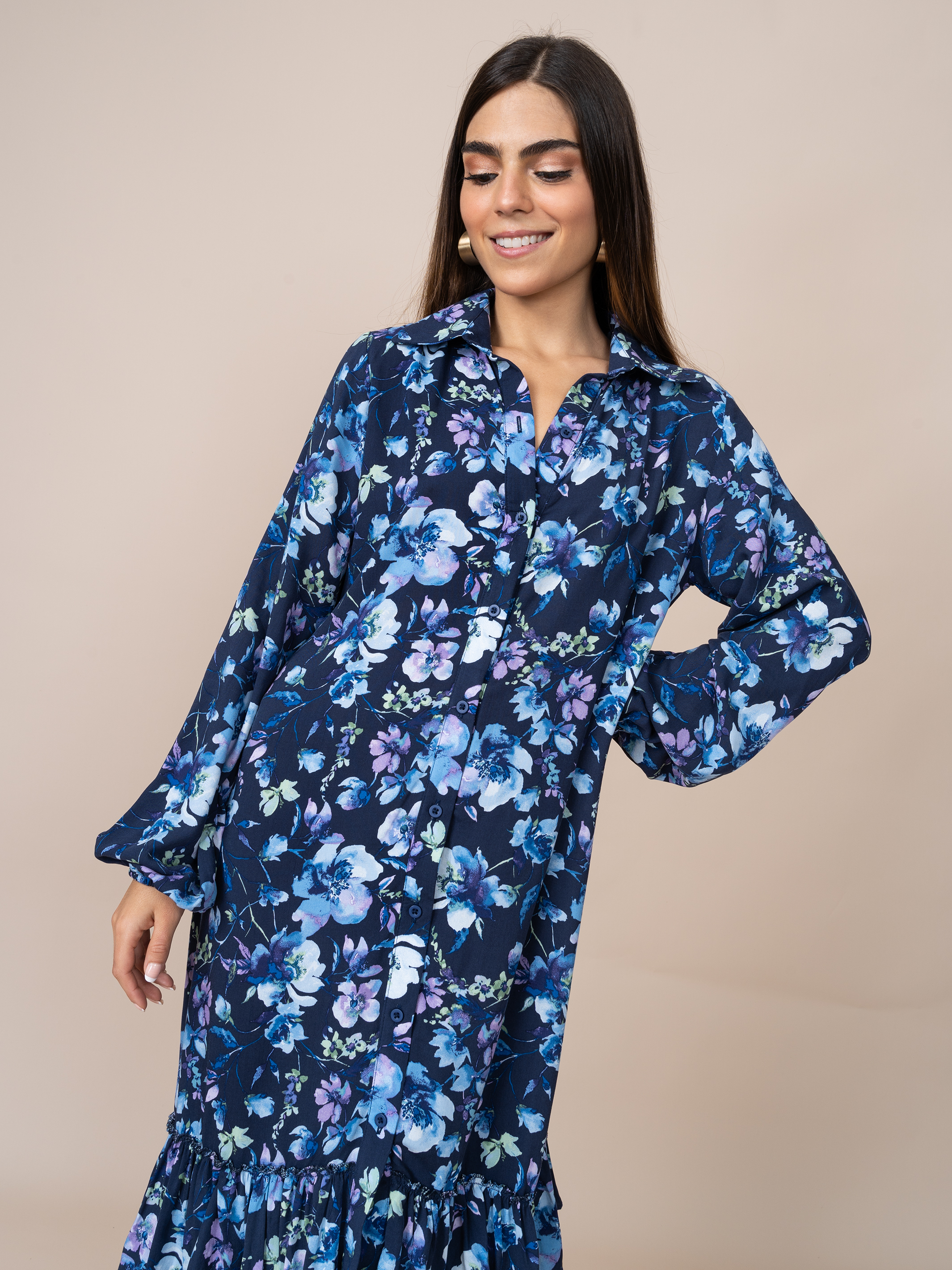 Vestido Micaela Estampado Azul