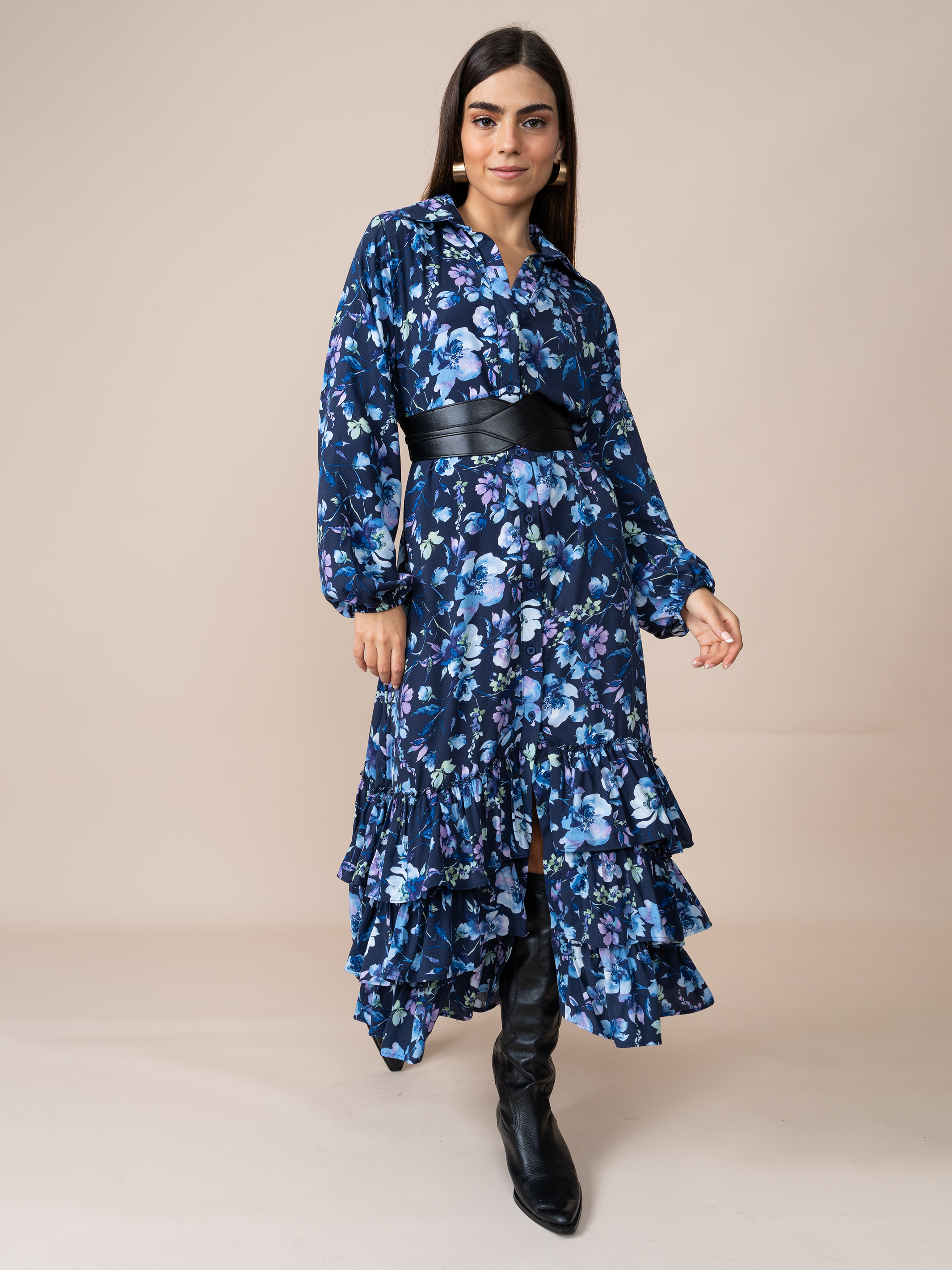 Vestido Micaela Estampado Azul