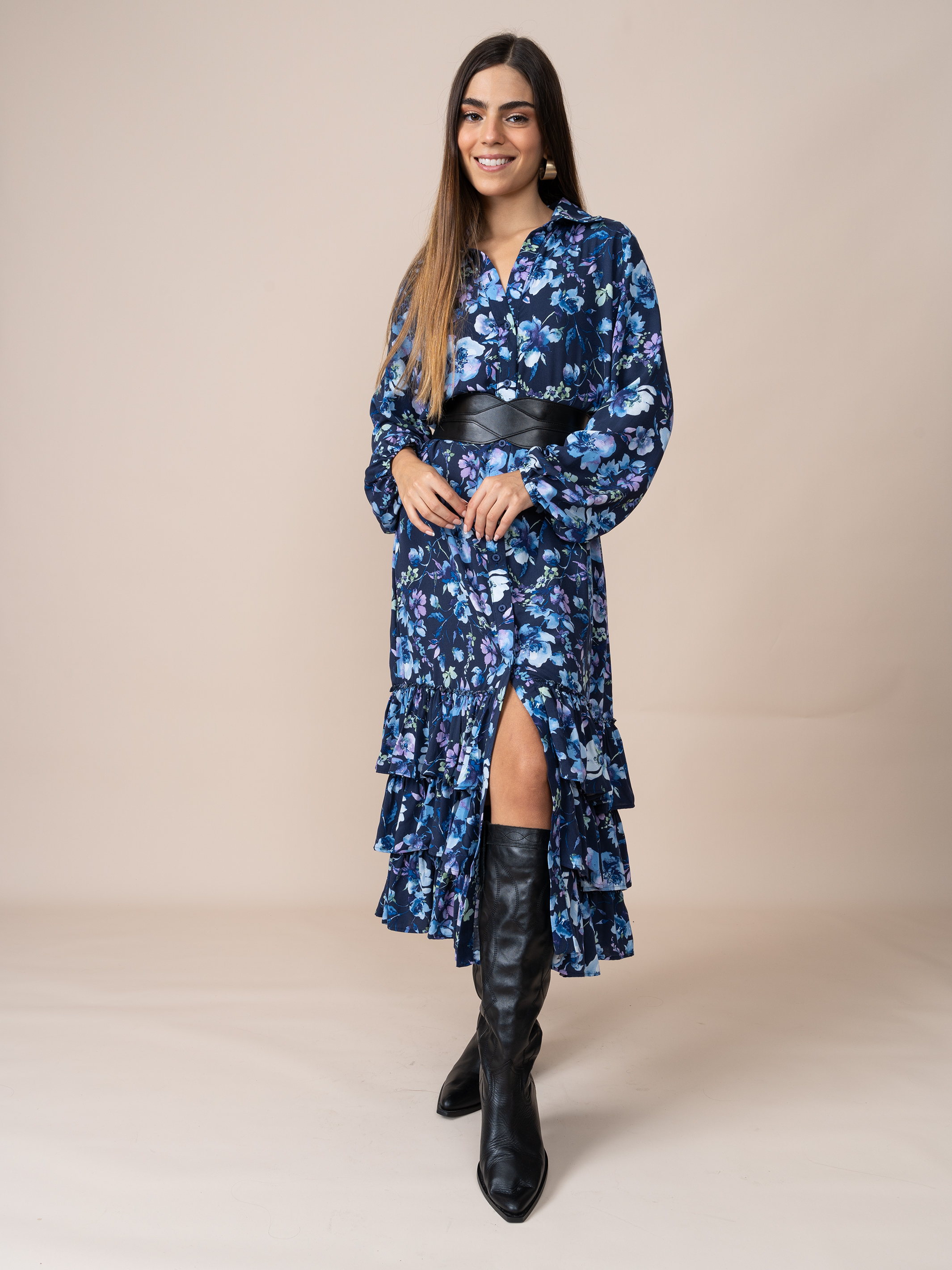 Vestido Micaela Estampado Azul