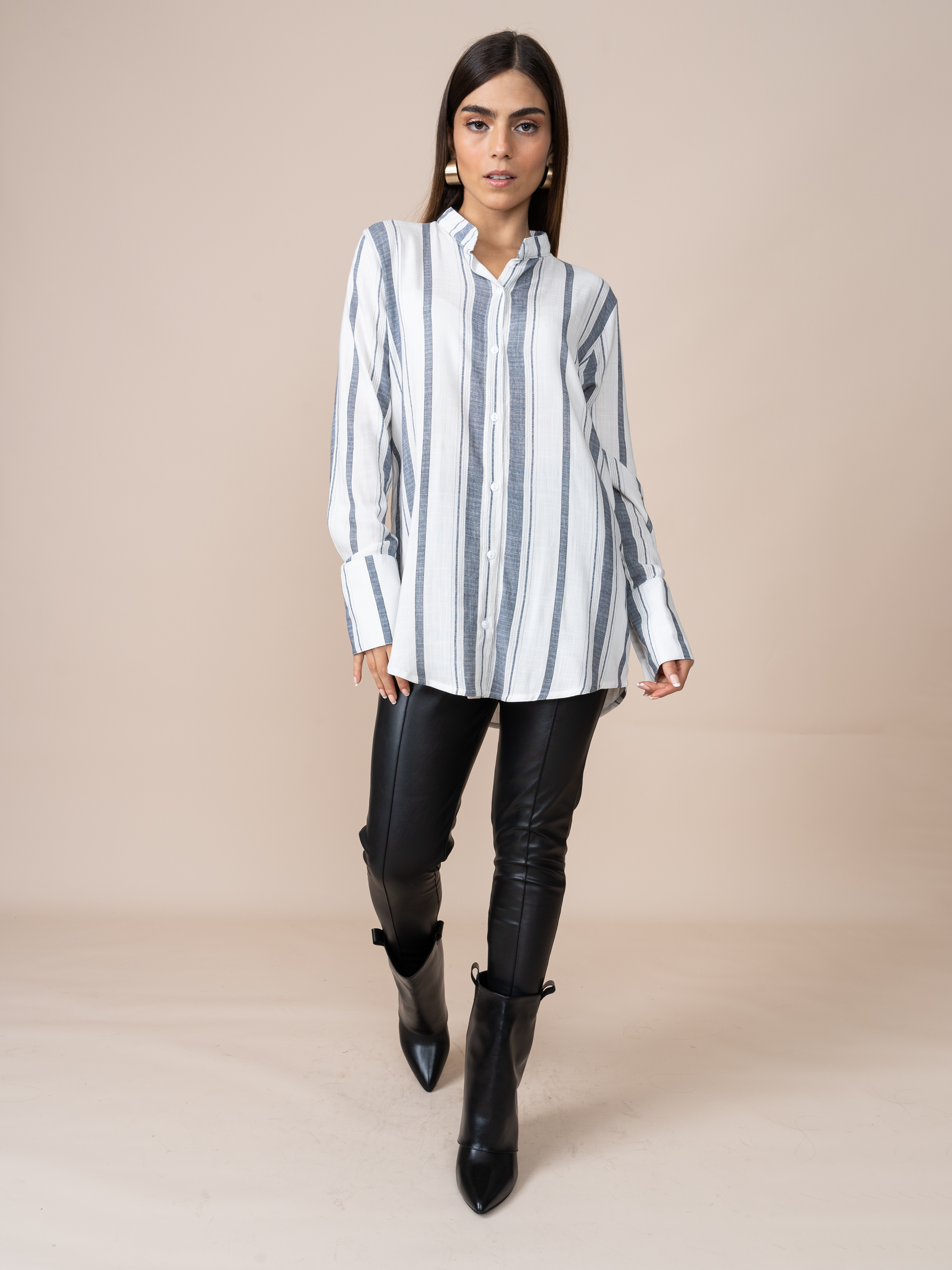 Blusa Gianina Rayas Plomo