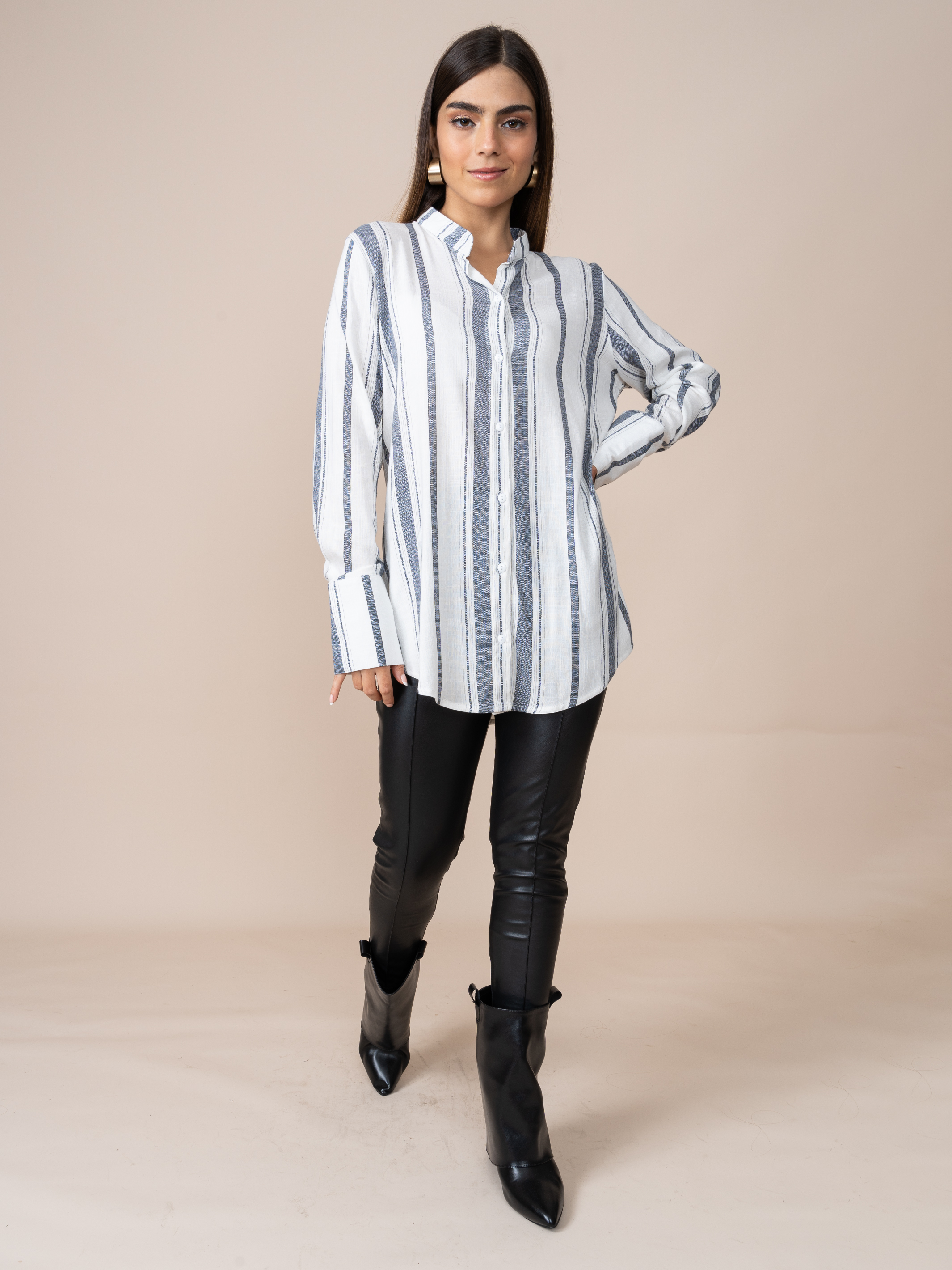 Blusa Gianina Rayas Plomo