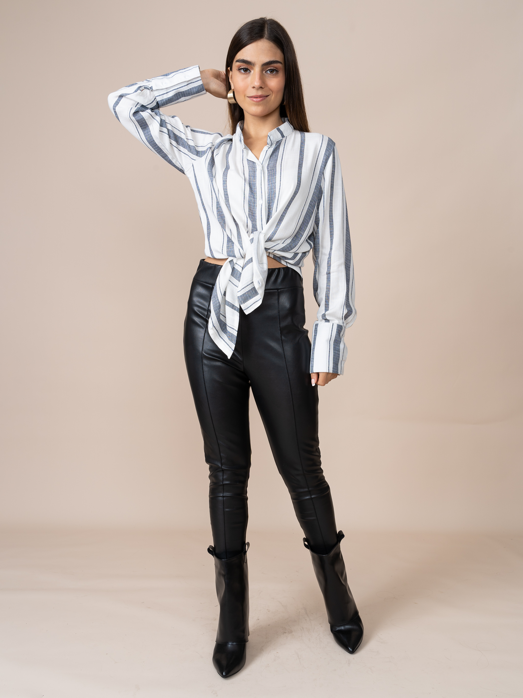 Blusa Gianina Rayas Plomo