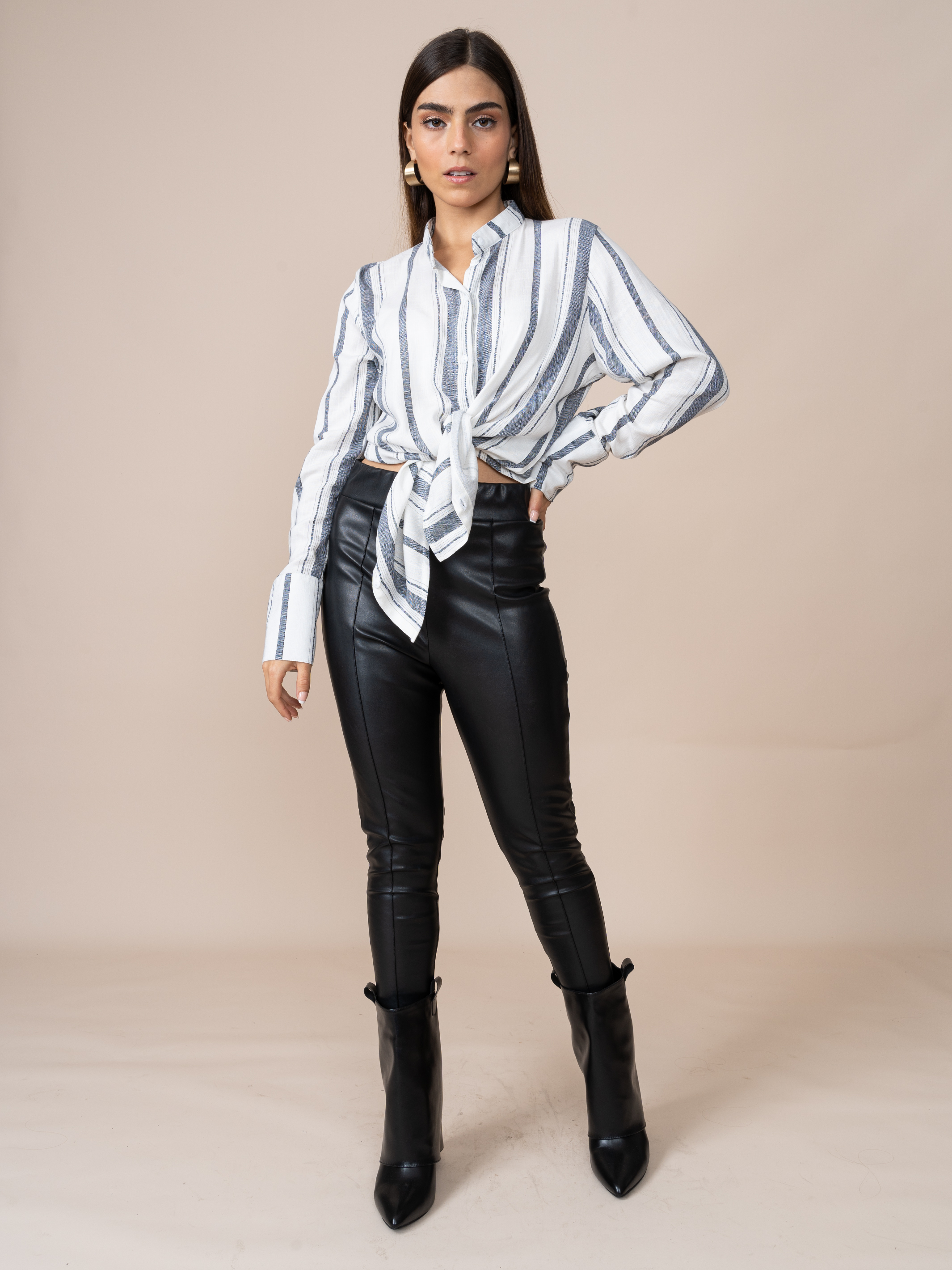 Blusa Gianina Rayas Plomo