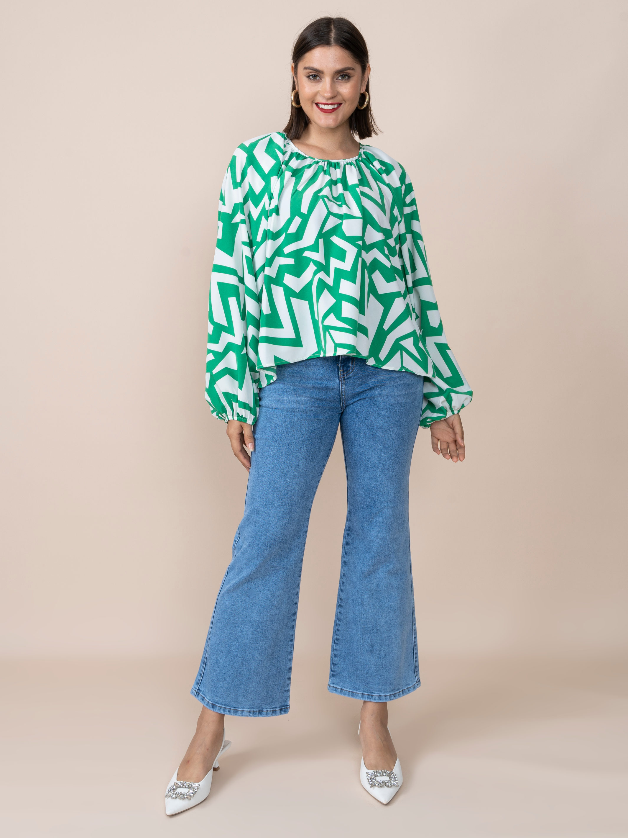 Karina Blouse Leaves Print