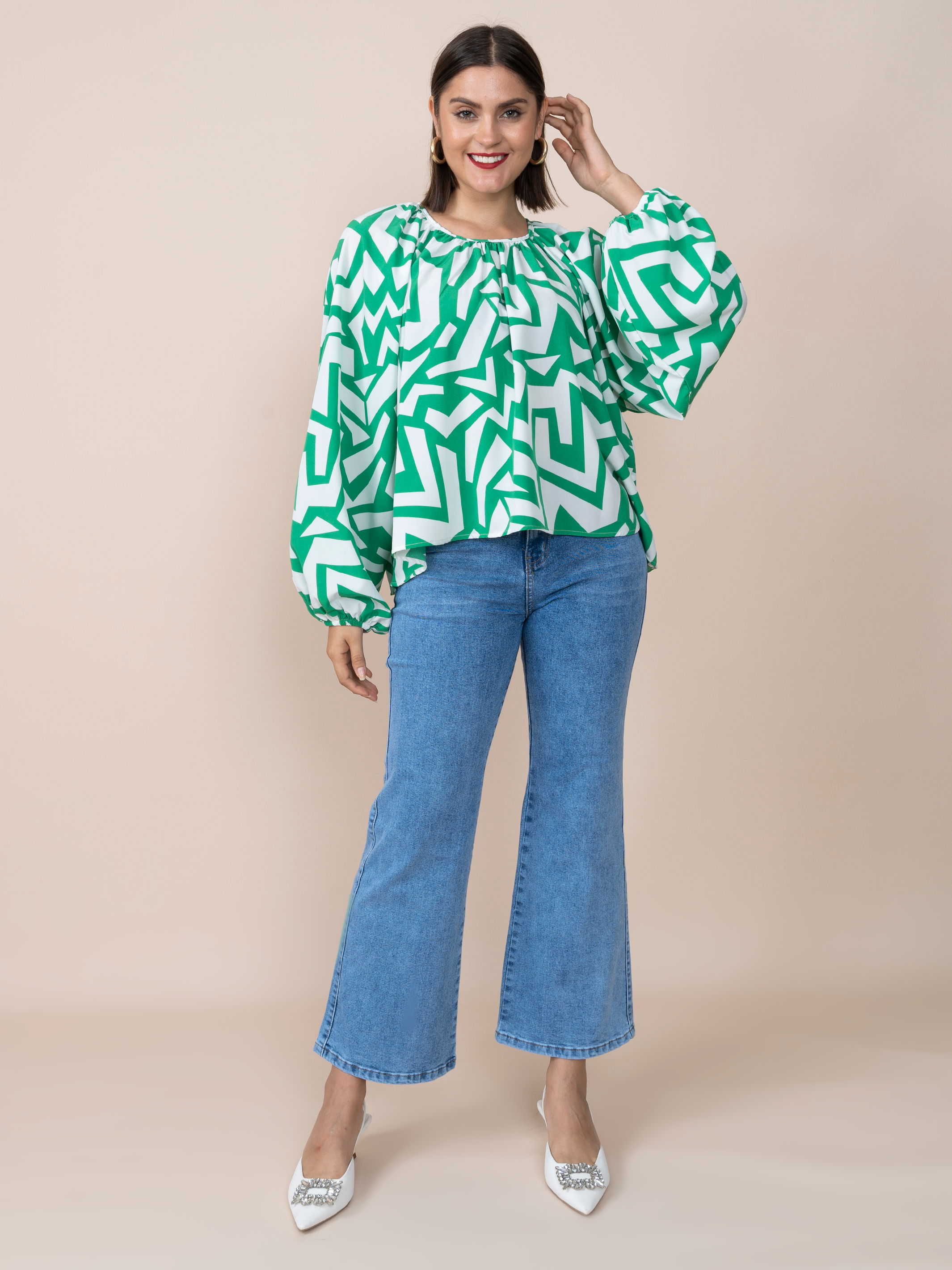 Karina Blouse Leaves Print