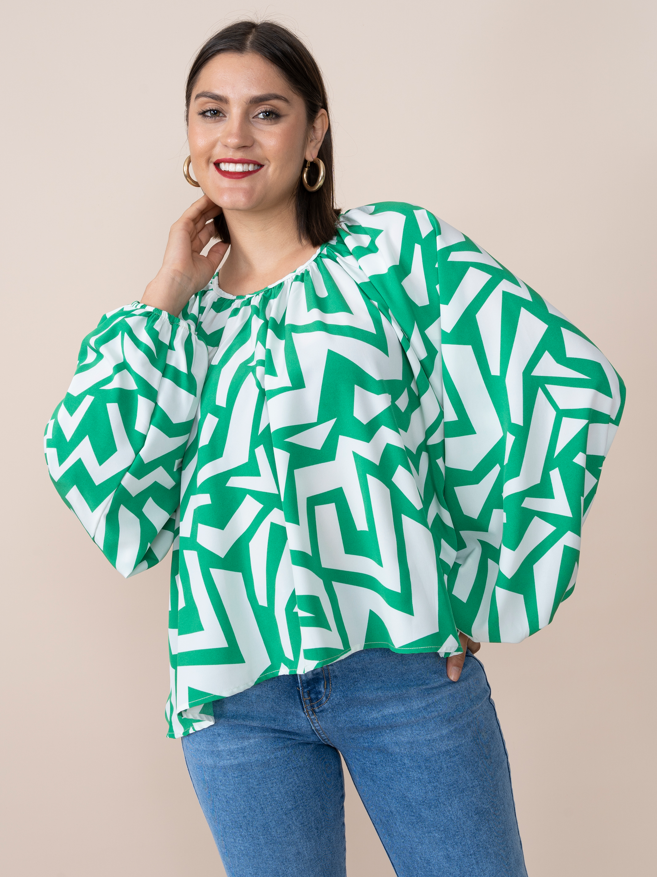 Karina Blouse Leaves Print