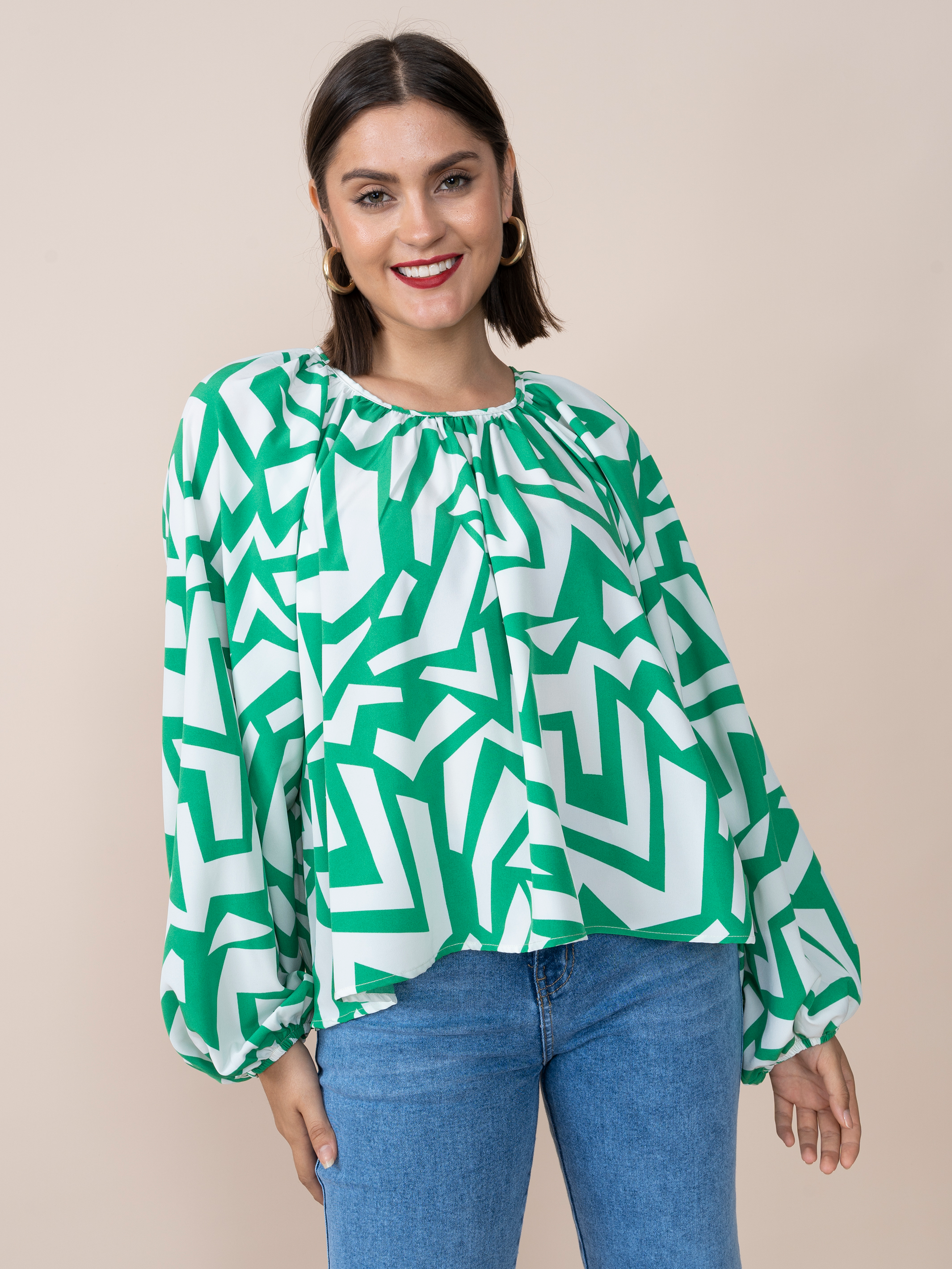 Karina Blouse Leaves Print