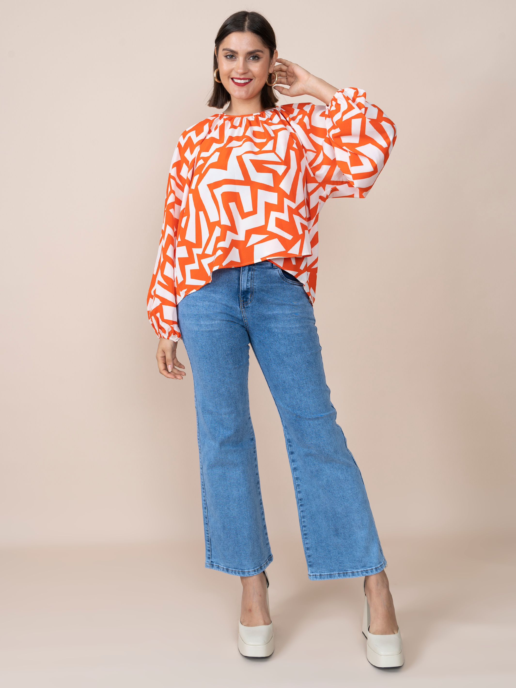 Karina Blouse Leaves Print