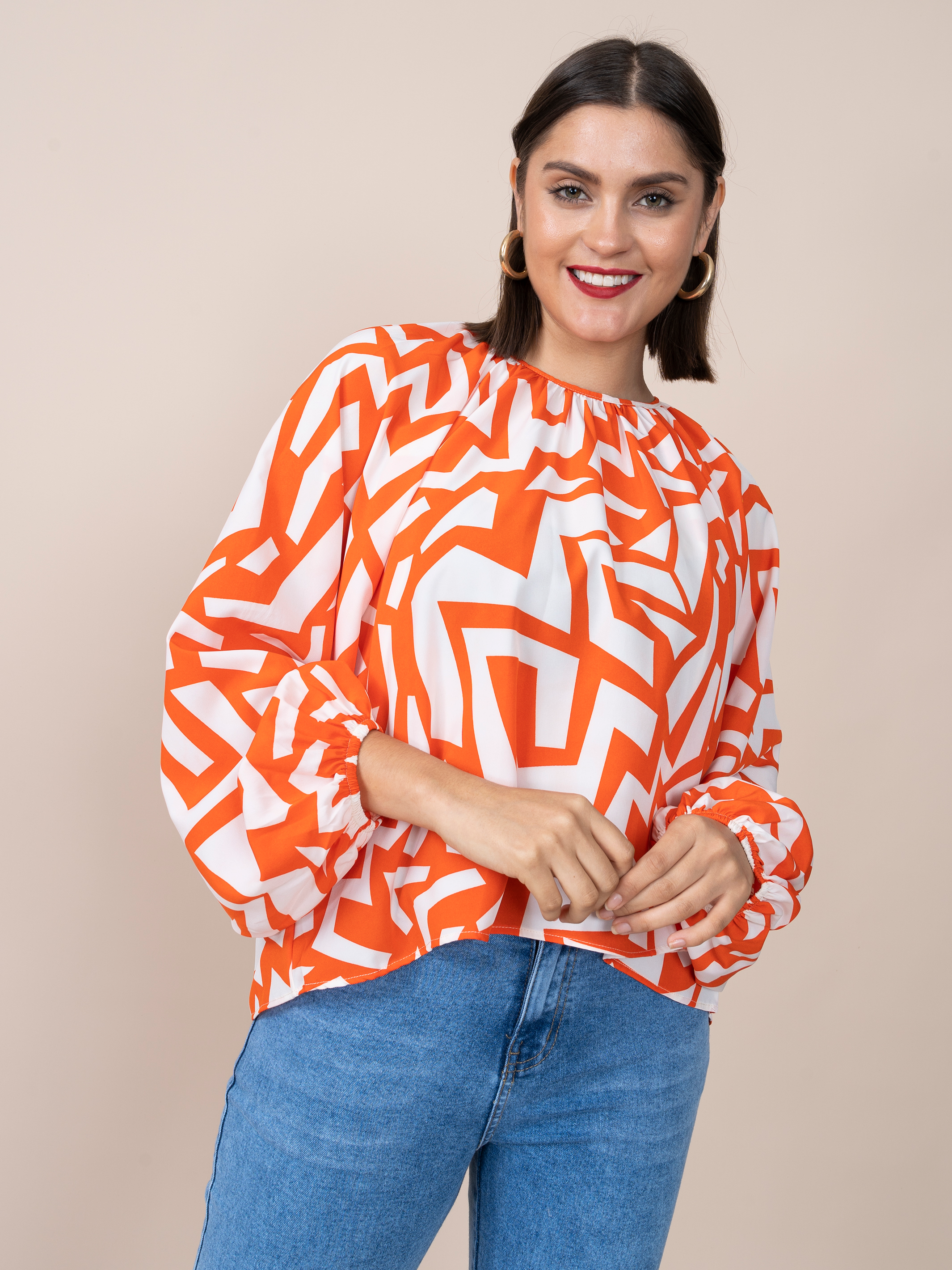 Karina Blouse Leaves Print
