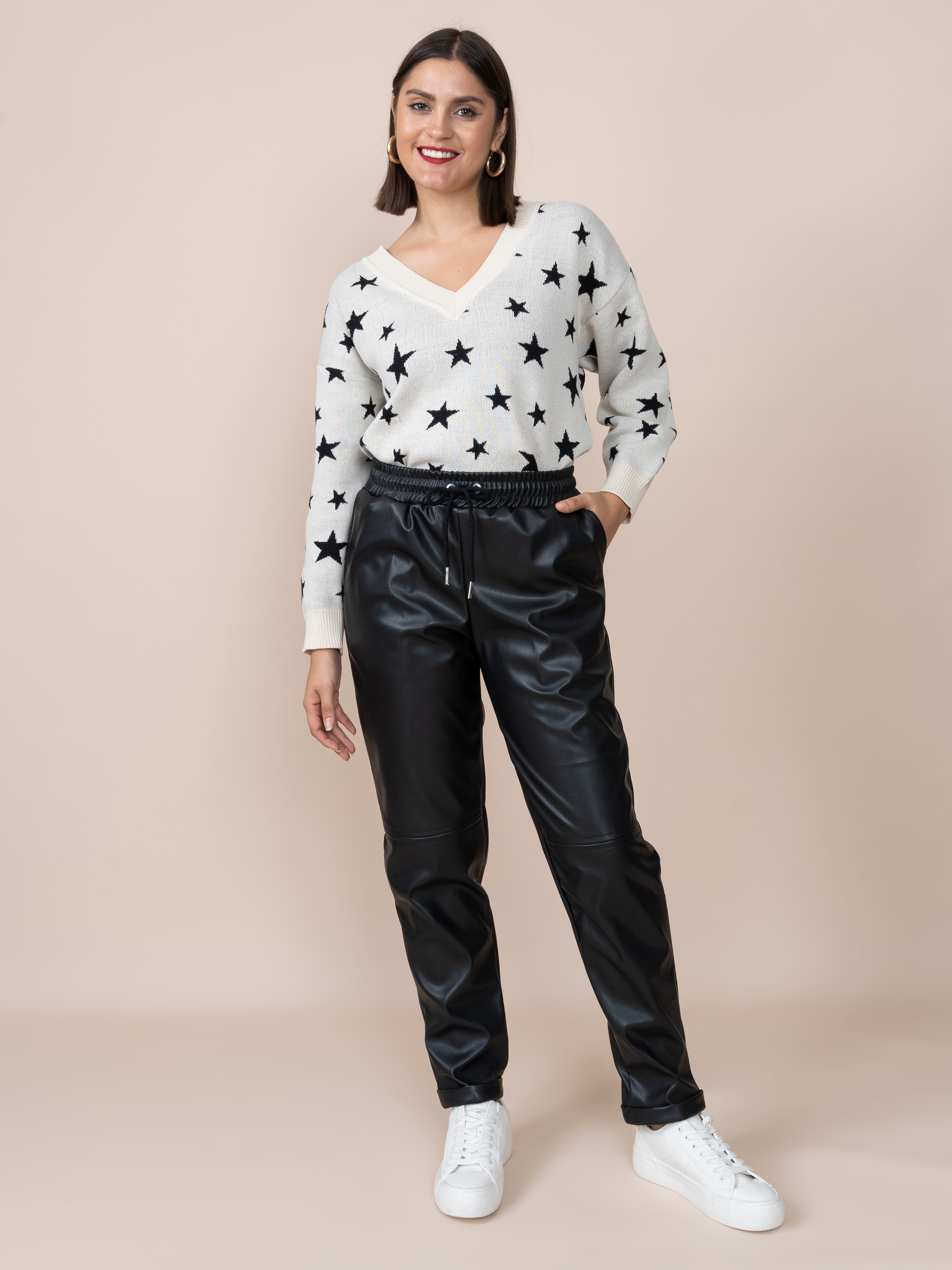 Jogger de Cuerina Grace Negra