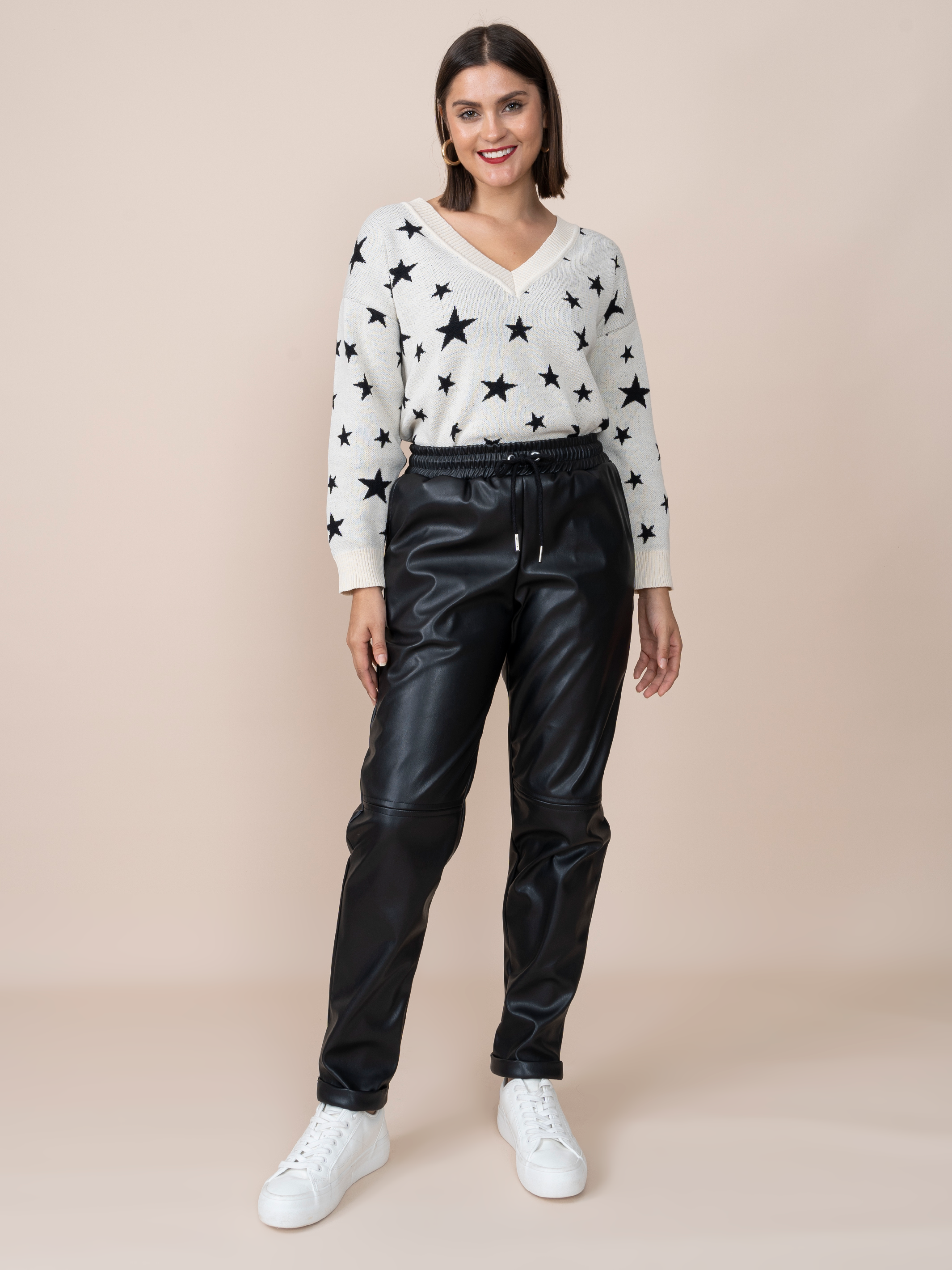 Jogger de Cuerina Grace Negra