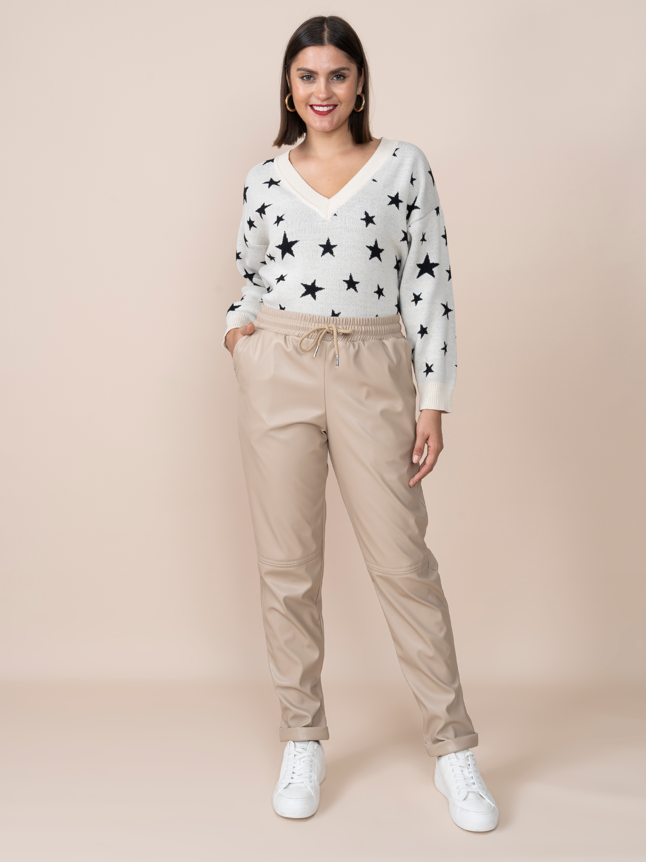 Jogger de Cuerina Grace Crema