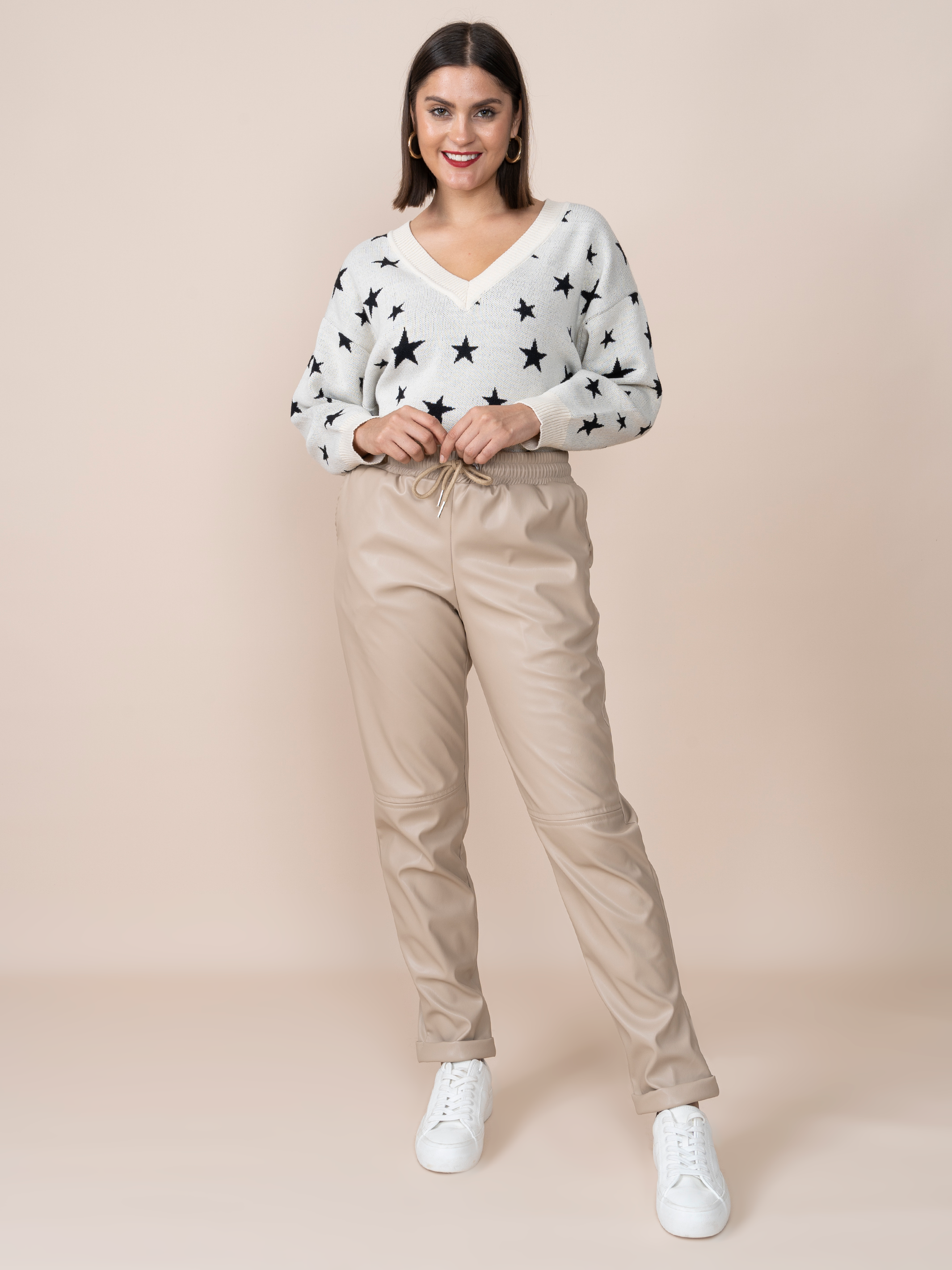 Jogger de Cuerina Grace Crema