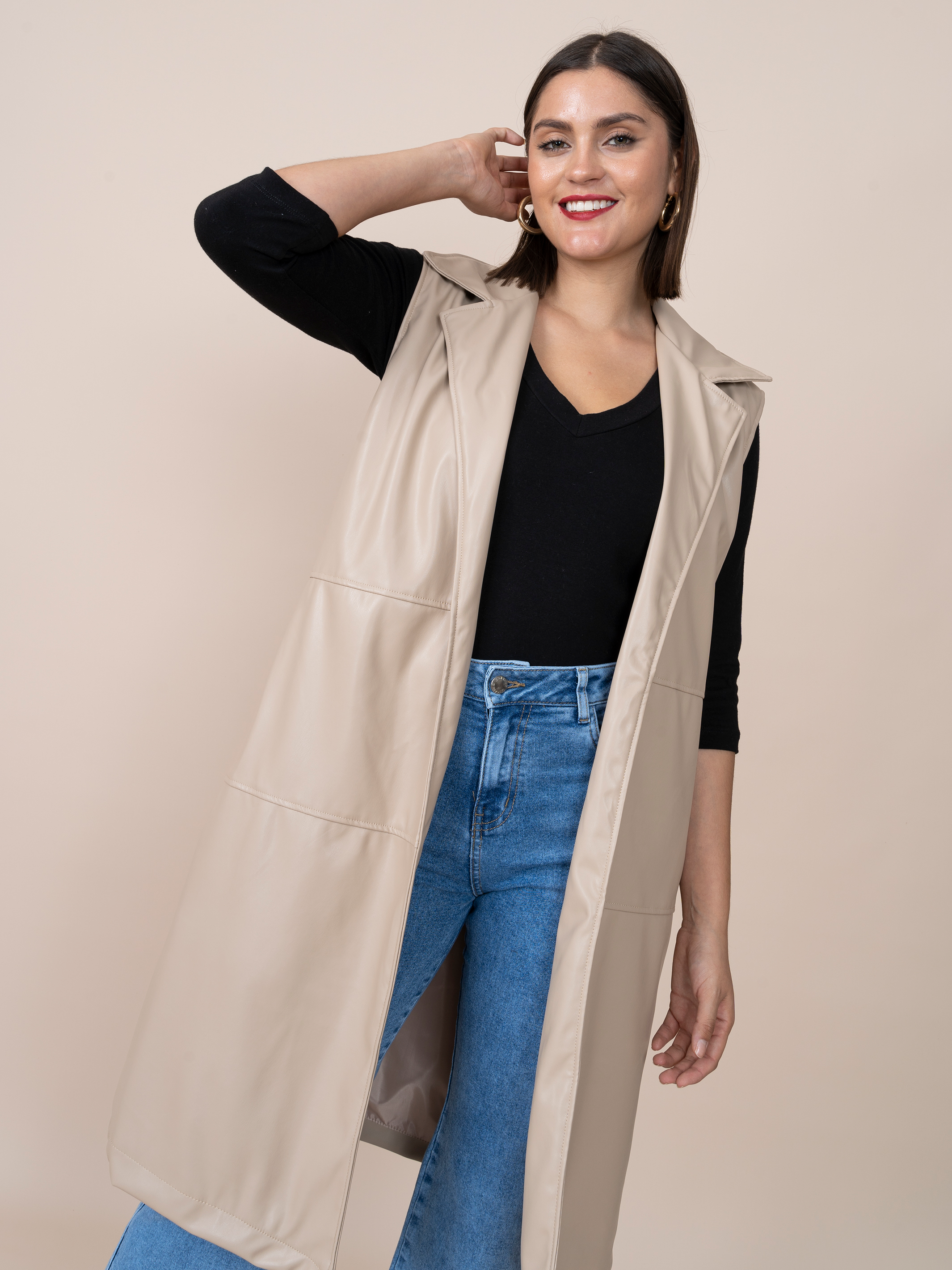 Chaleco de Cuerina Vanessa Crema