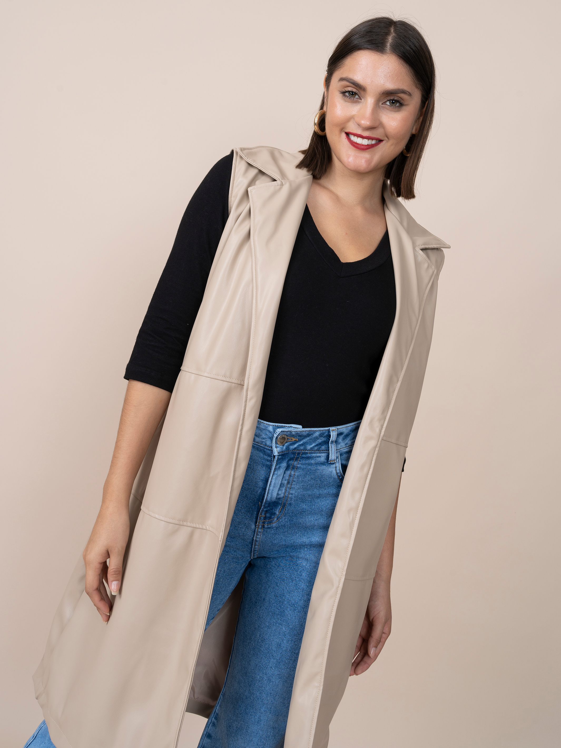 Chaleco de Cuerina Vanessa Crema