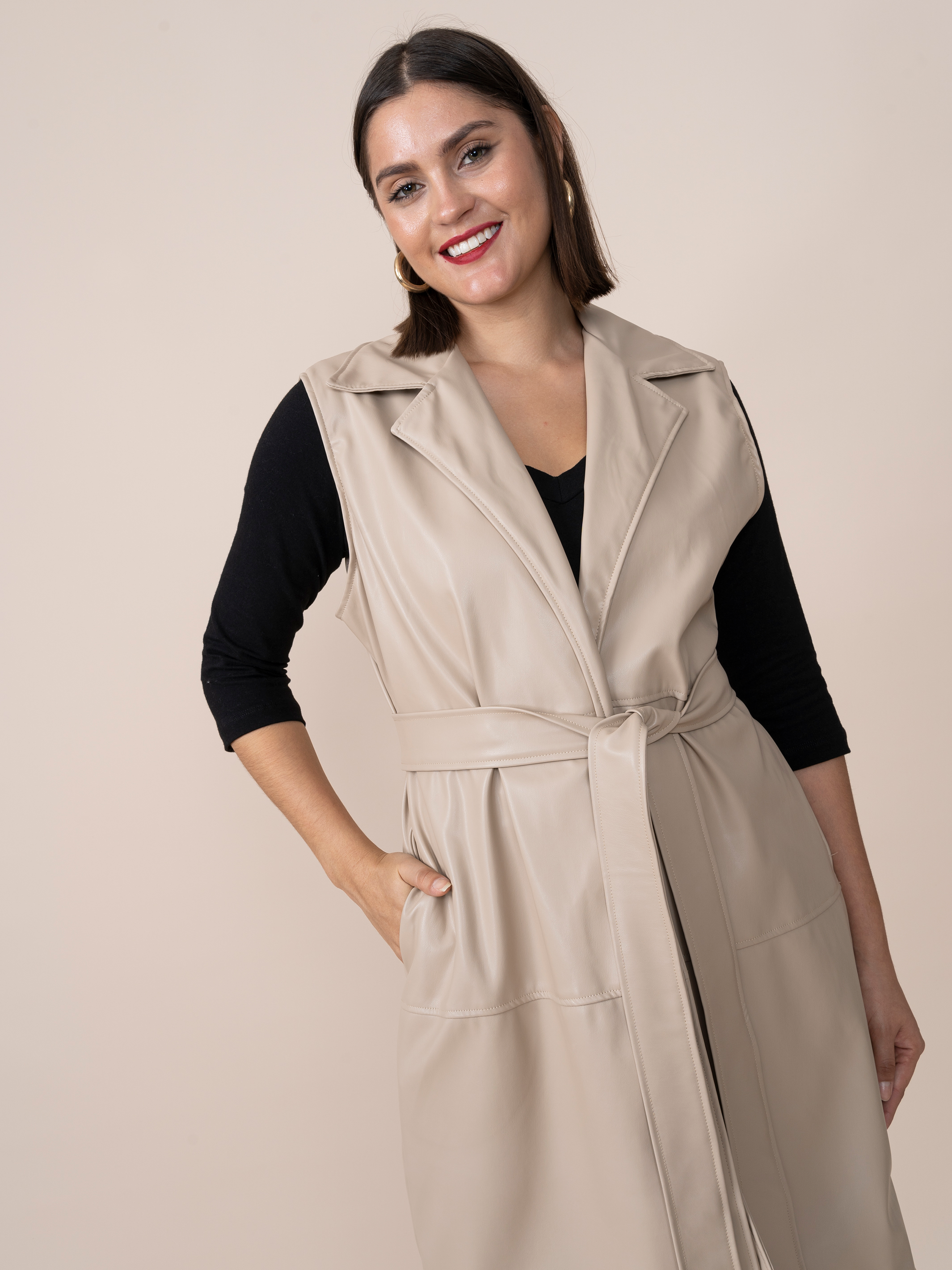 Chaleco de Cuerina Vanessa Crema