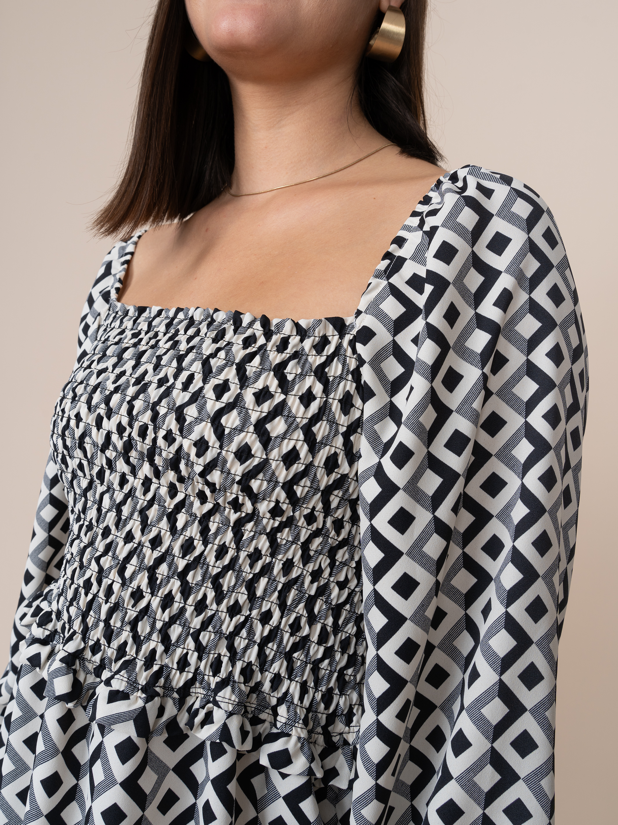 Vestido Lucy Estampado Cuadros Plomo