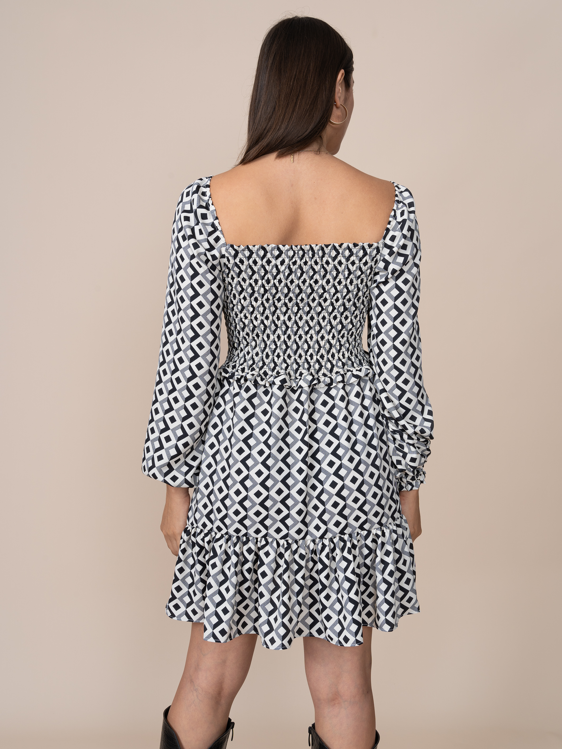 Vestido Lucy Estampado Cuadros Plomo