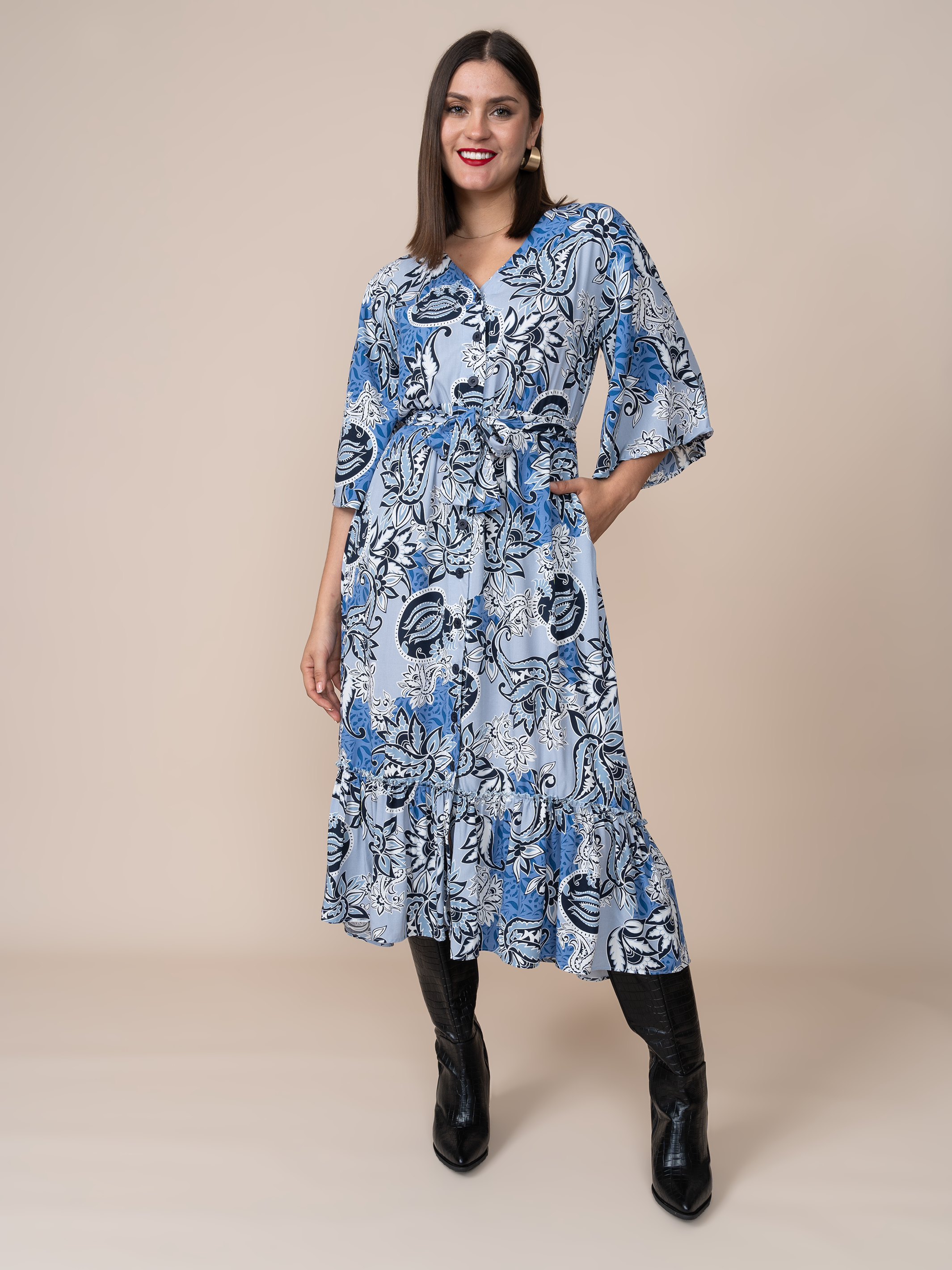 Vestido Mónica Estampado Azul