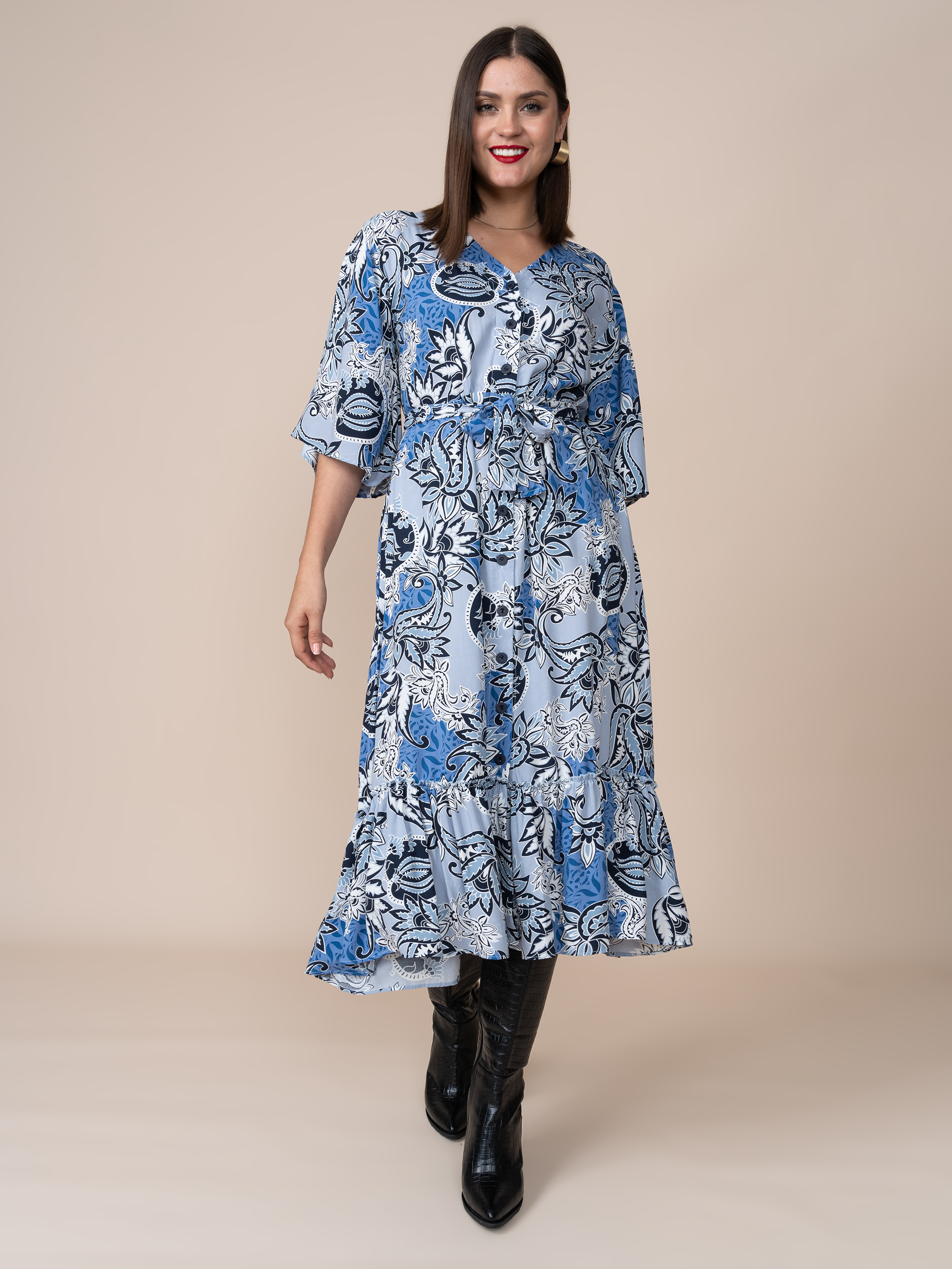 Vestido Mónica Estampado Azul