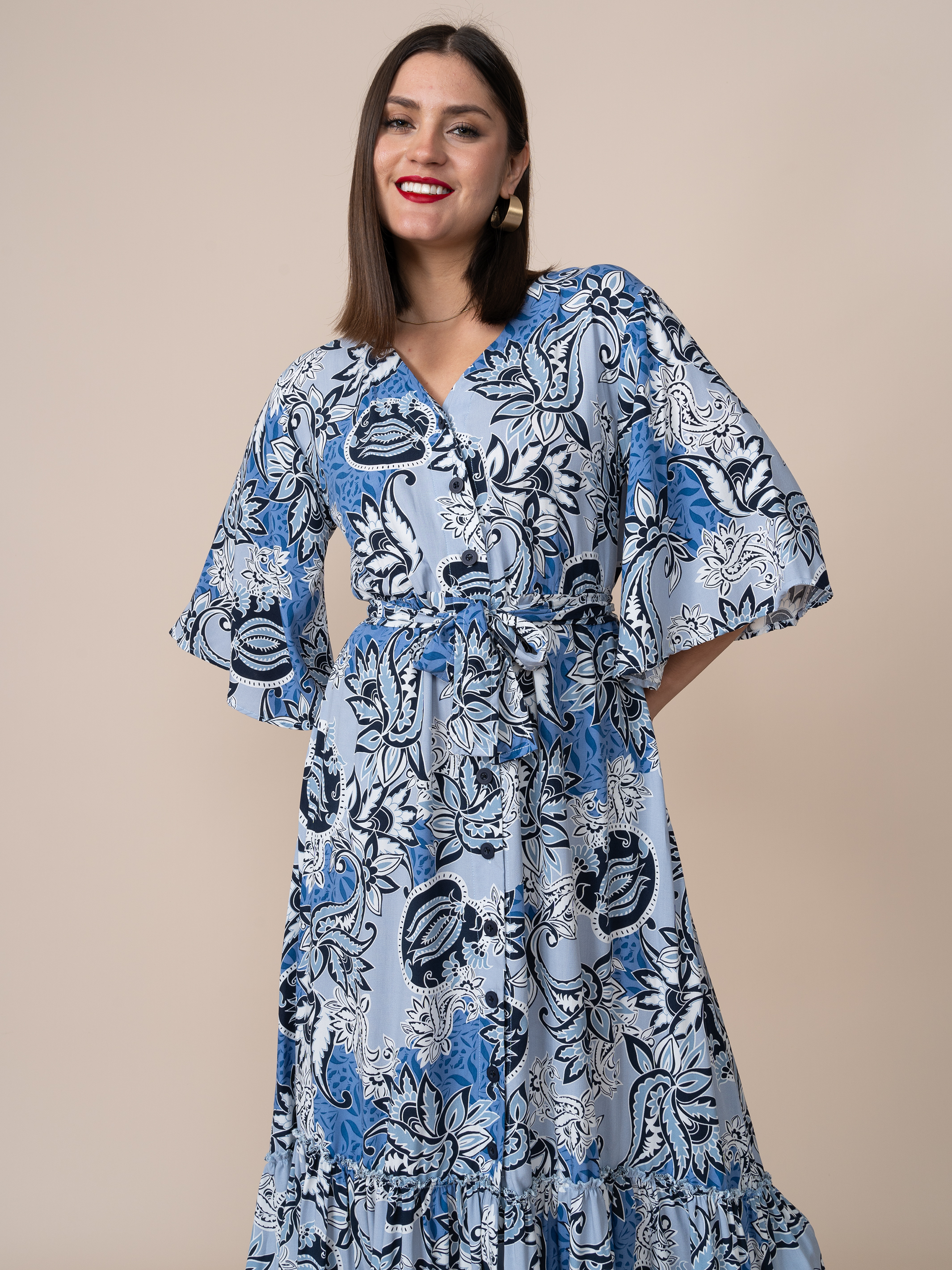 Vestido Mónica Estampado Azul