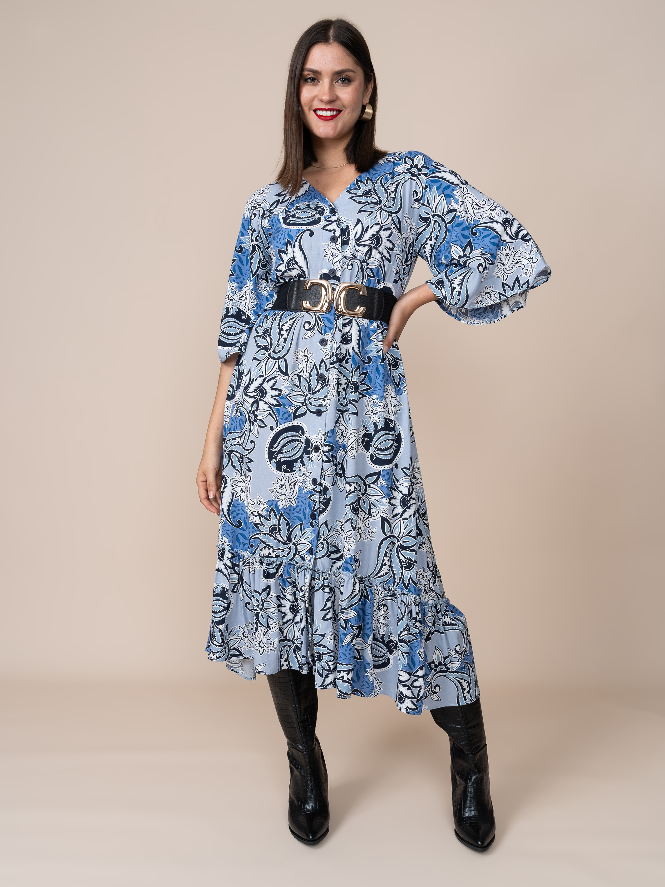Vestido Mónica Estampado Azul