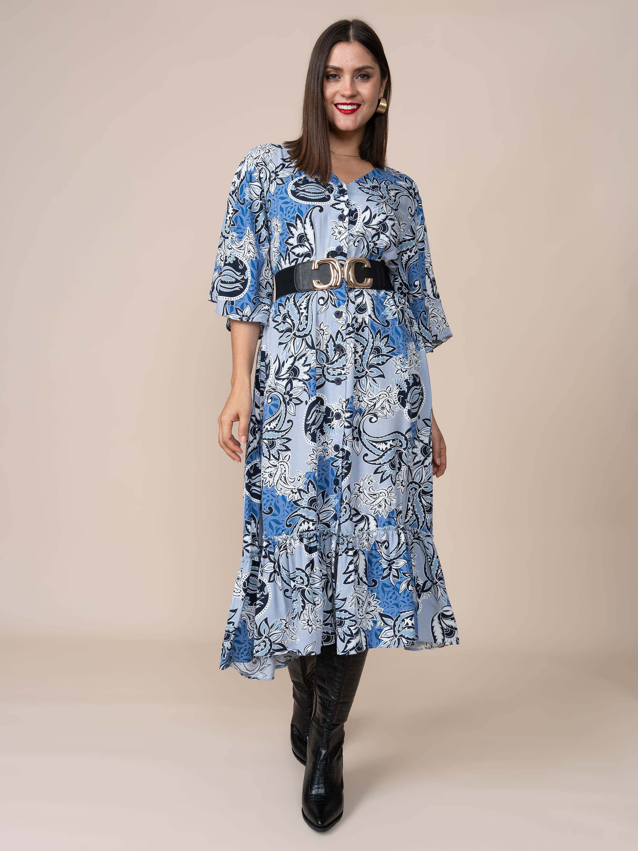 Vestido Mónica Estampado Azul