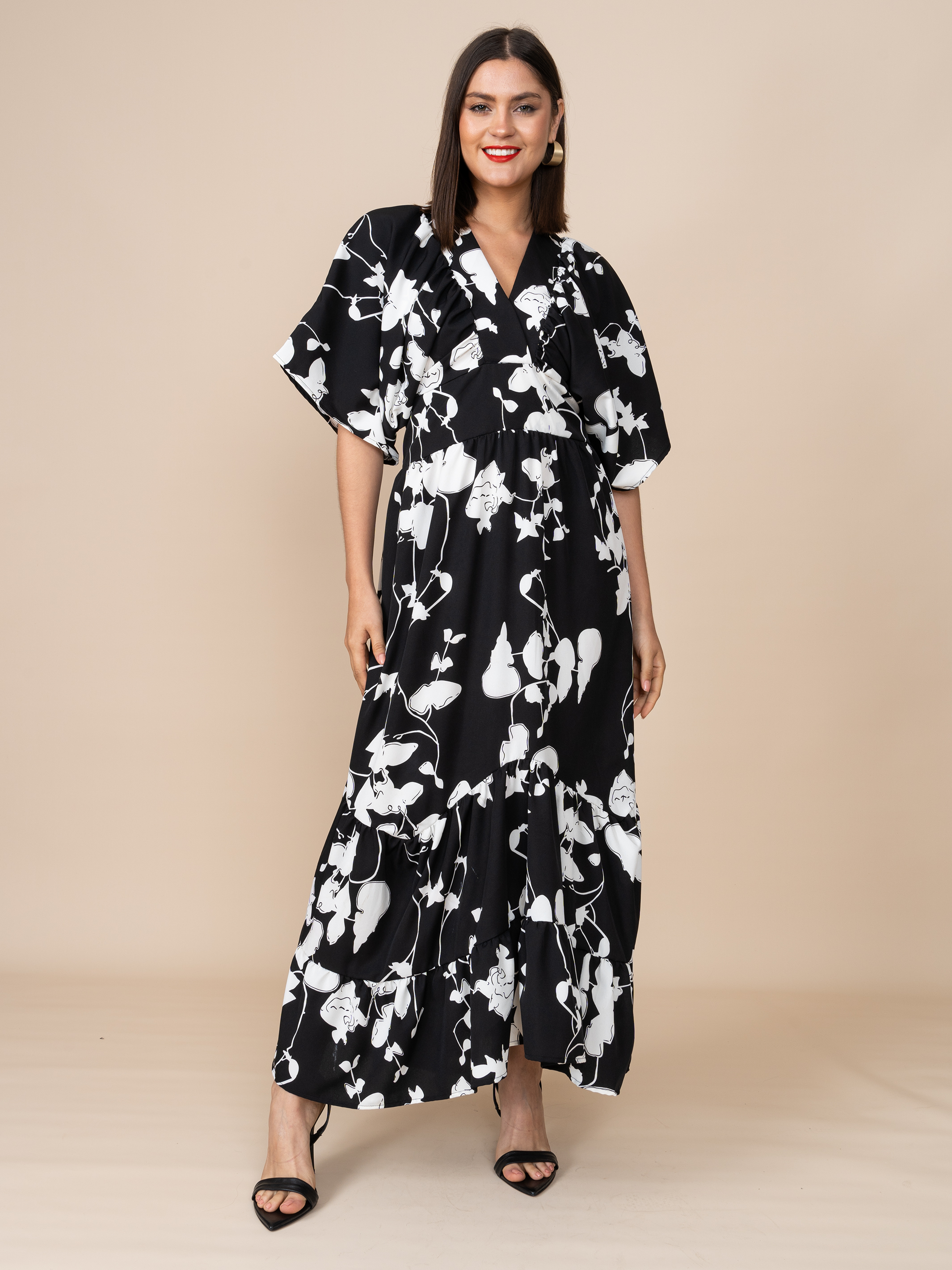 Vestido Fabiola Estampado Negro