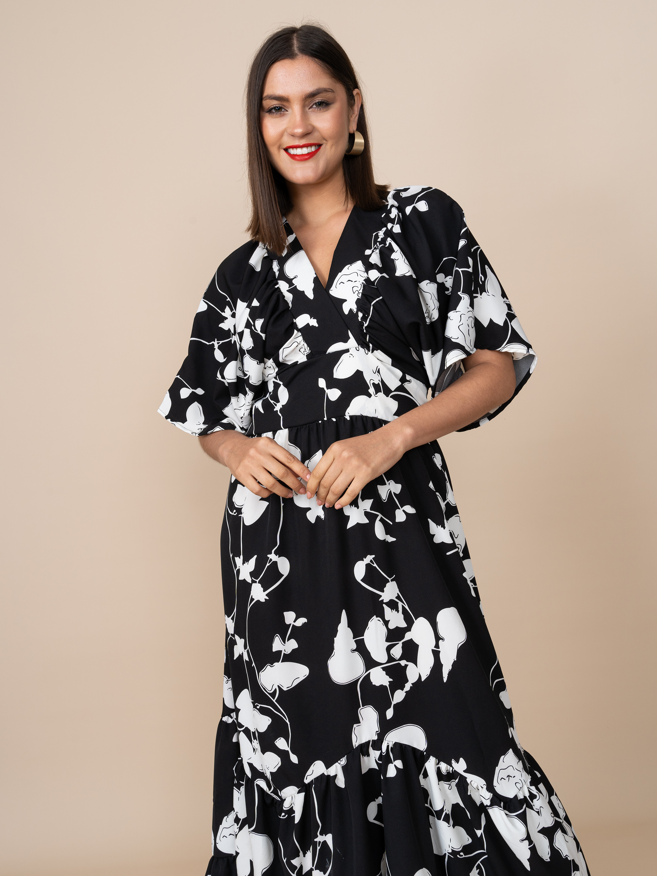 Vestido Fabiola Estampado Negro