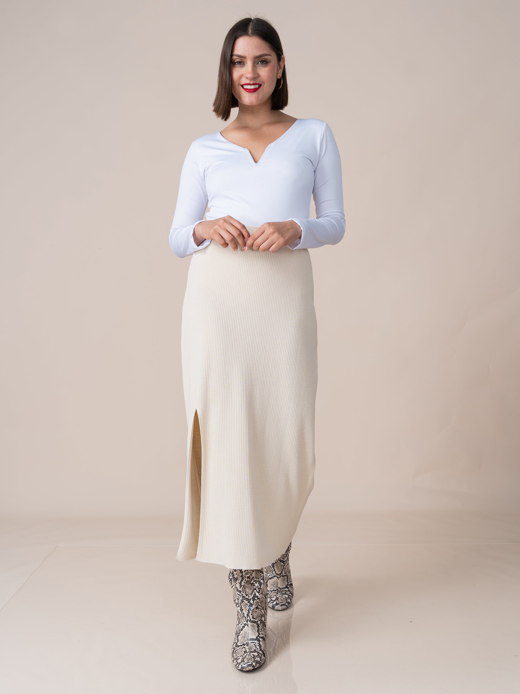 Falda Tejida Claudia Beige