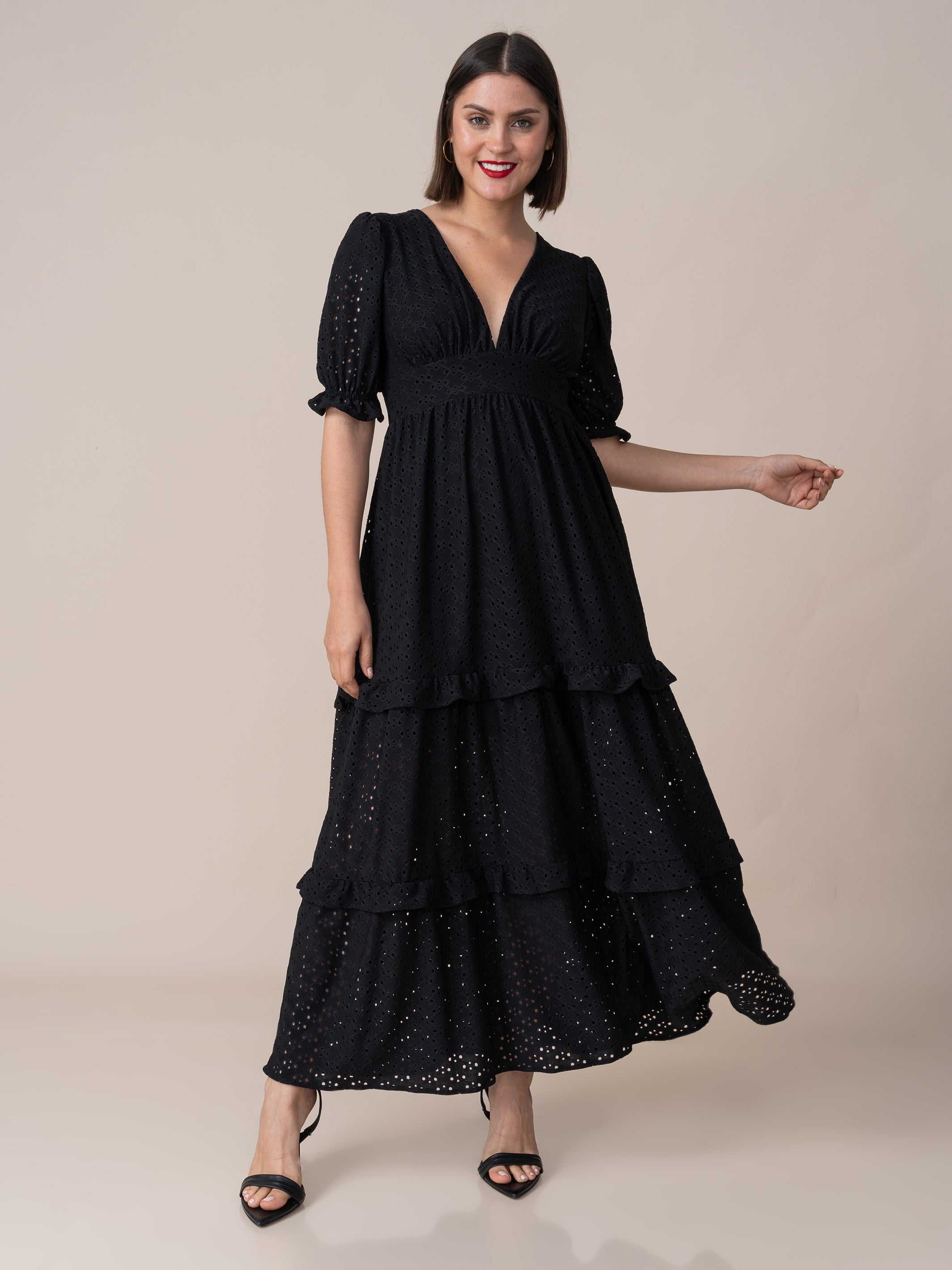 Vestido de Broderie 125 Negro
