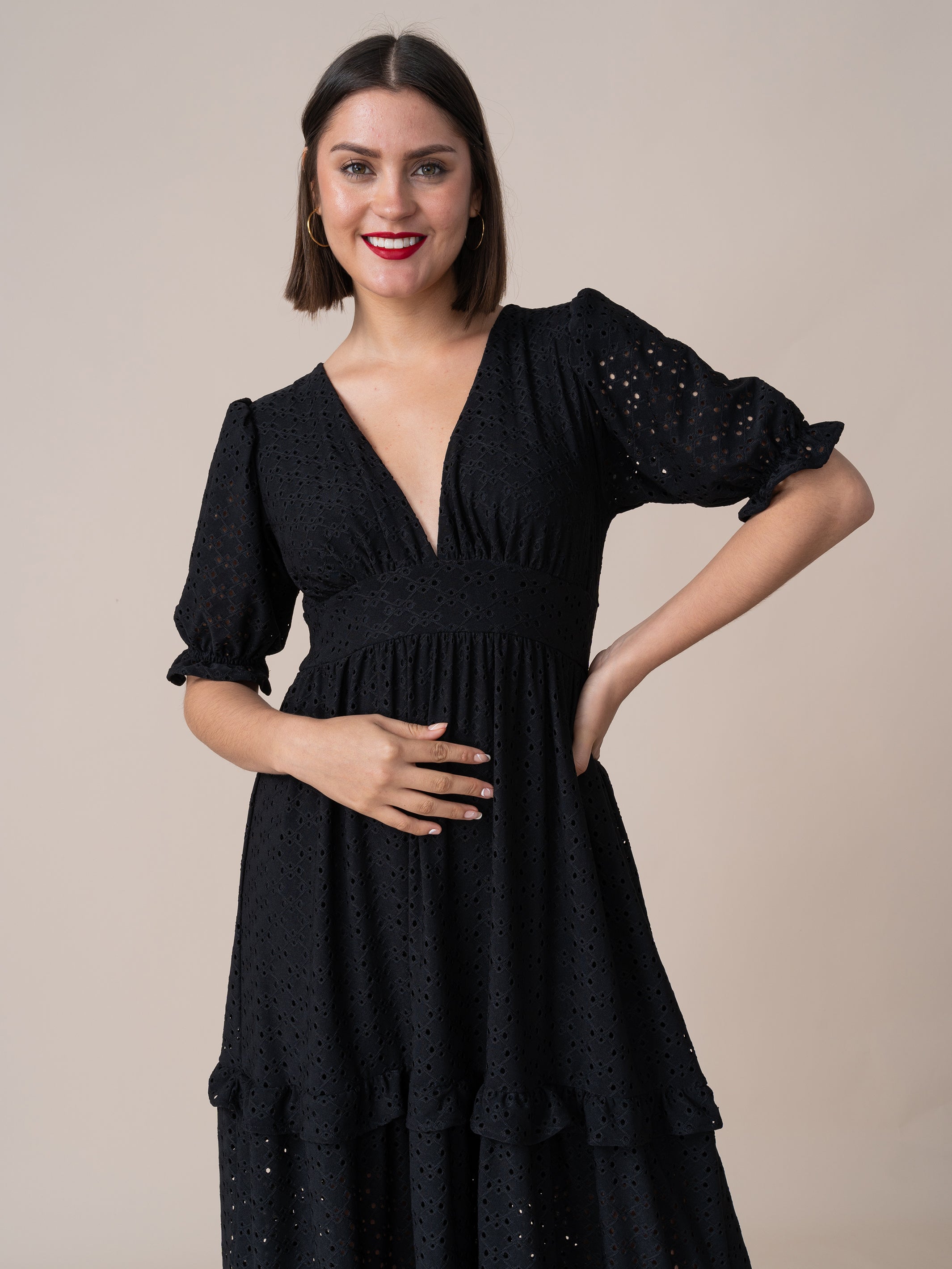 Vestido de Broderie 125 Negro