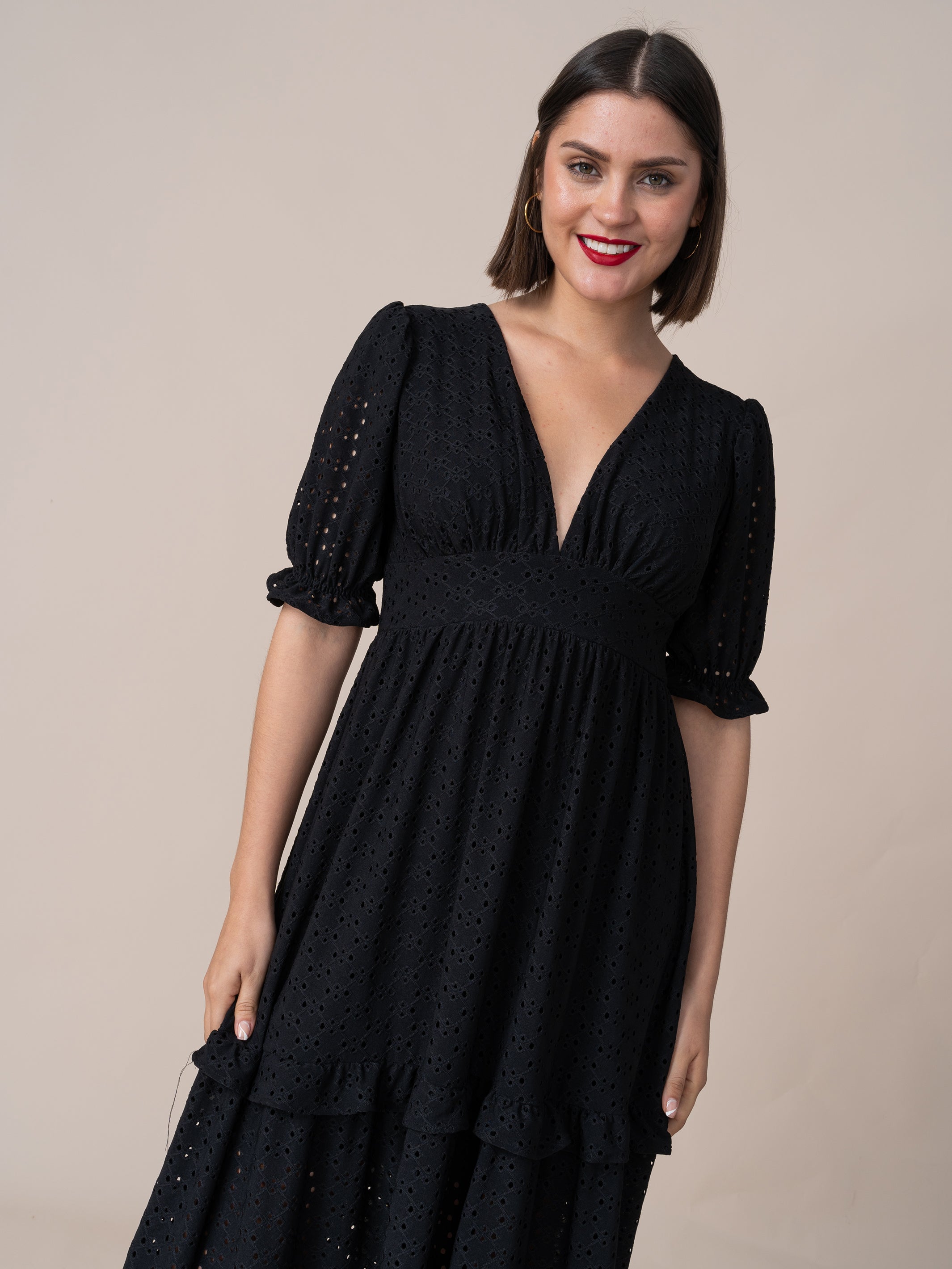 Vestido de Broderie 125 Negro