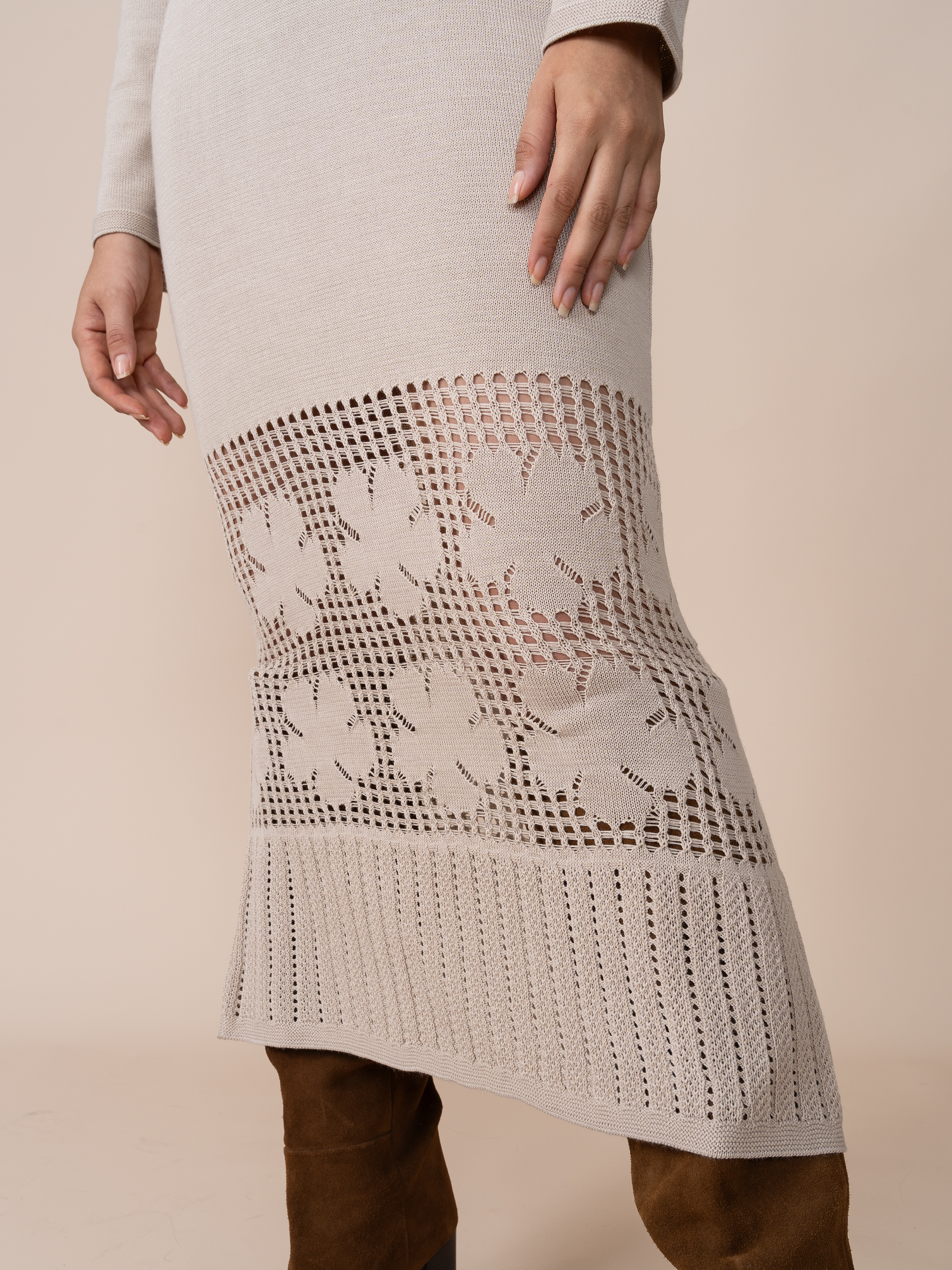 Vestido Tejido Fiore Beige