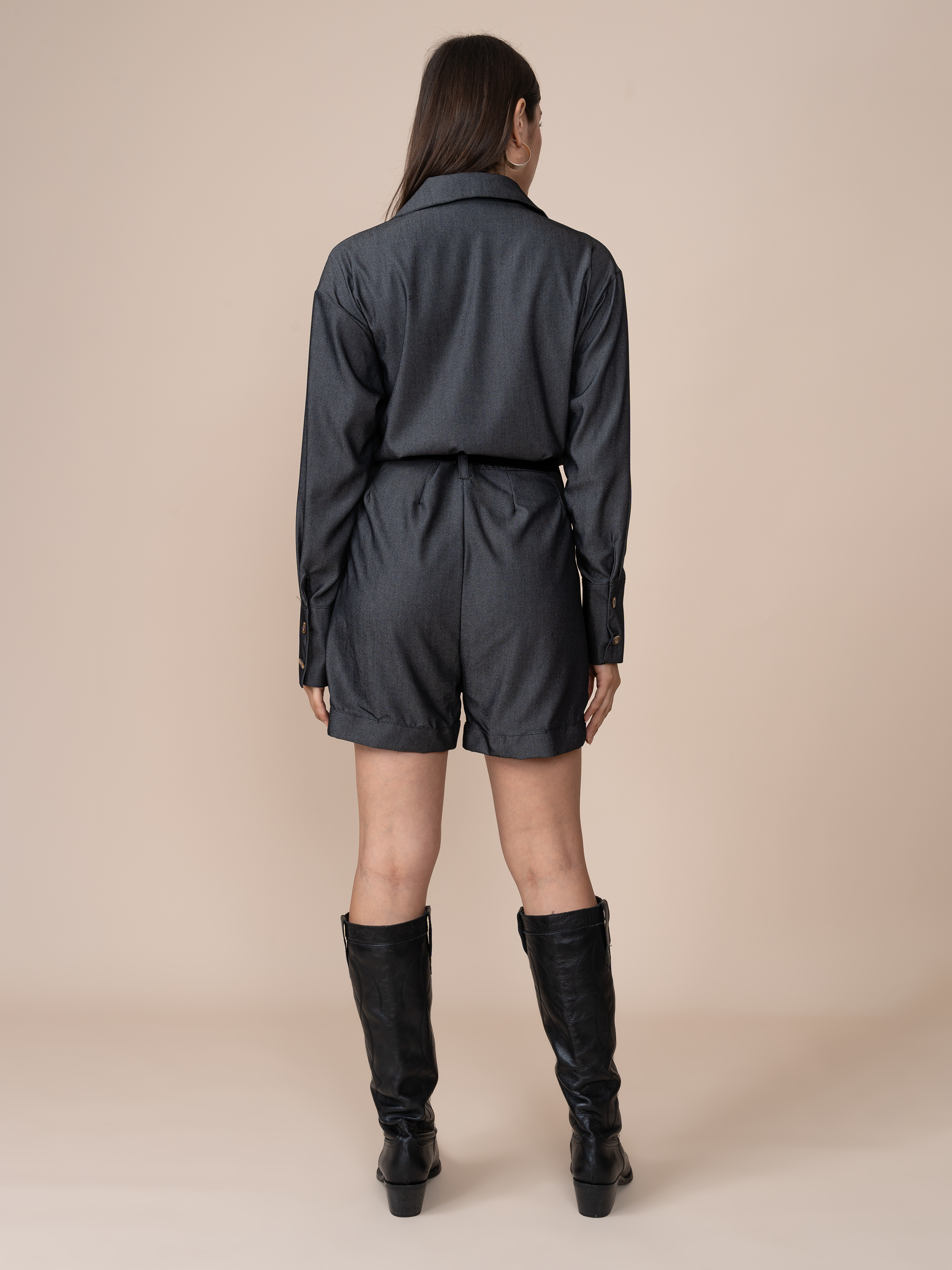 Enterizo de Chambray Pilar Negro