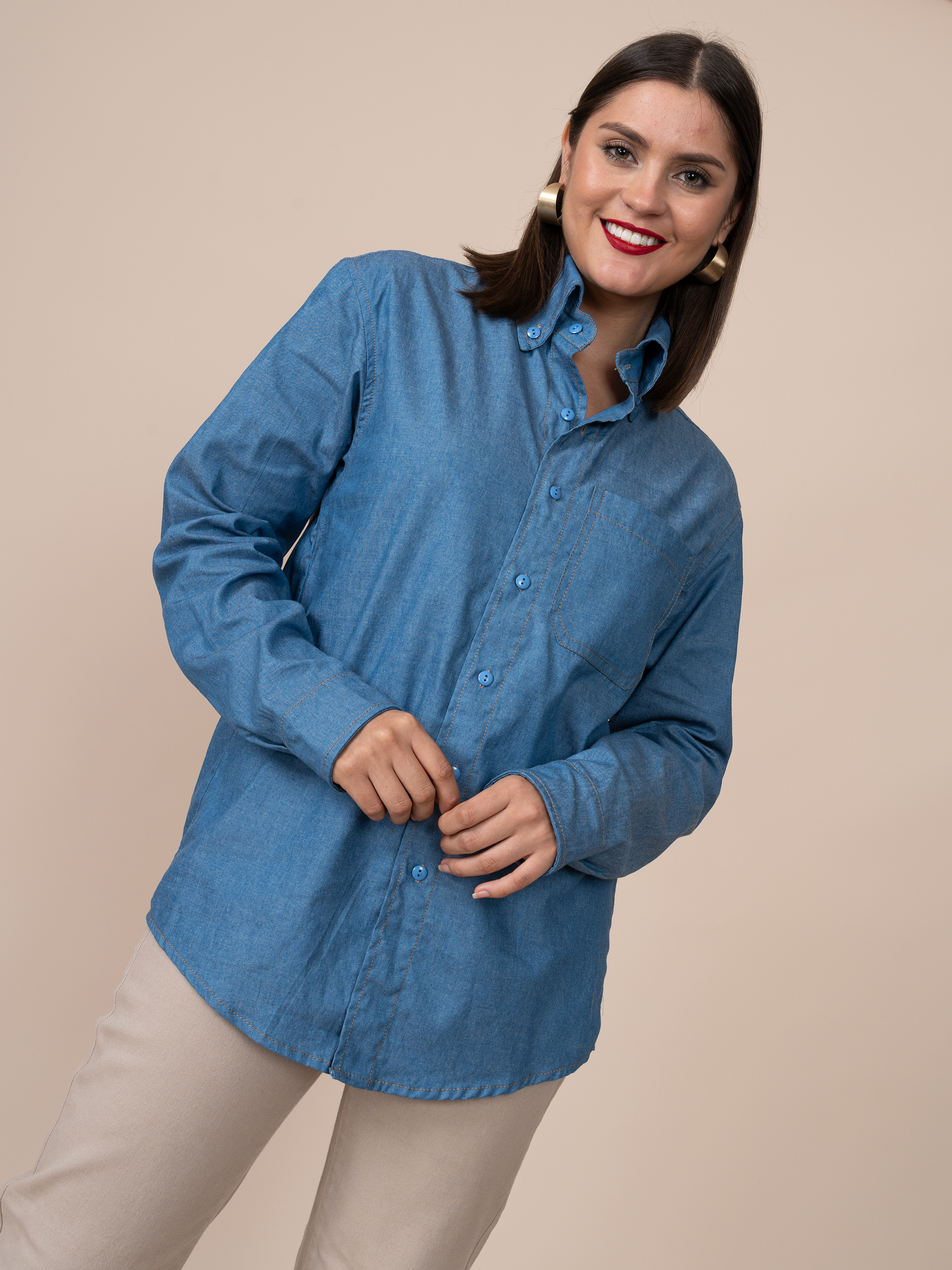 Camisa Chambray Laura Azul