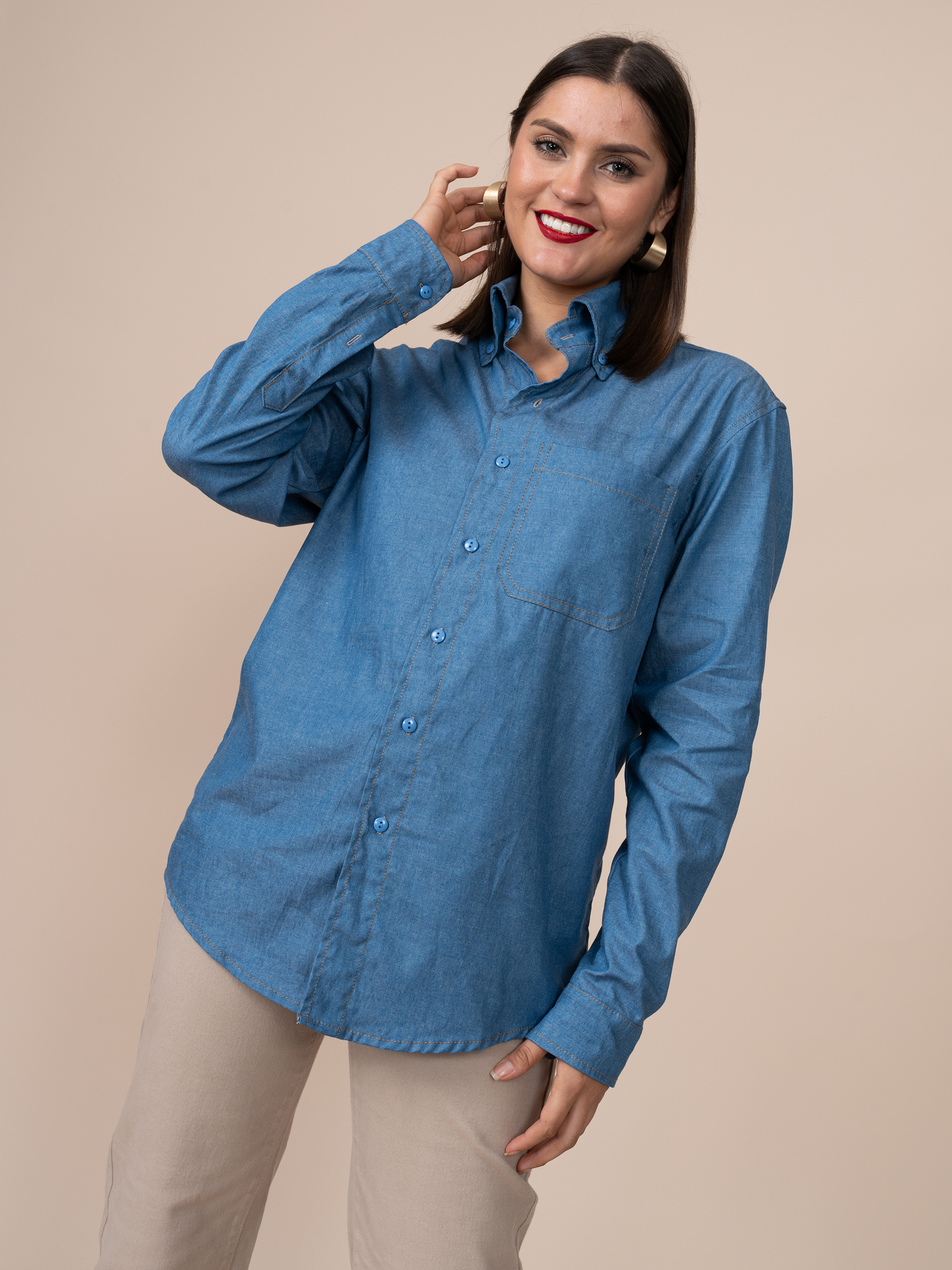 Camisa Chambray Laura Azul