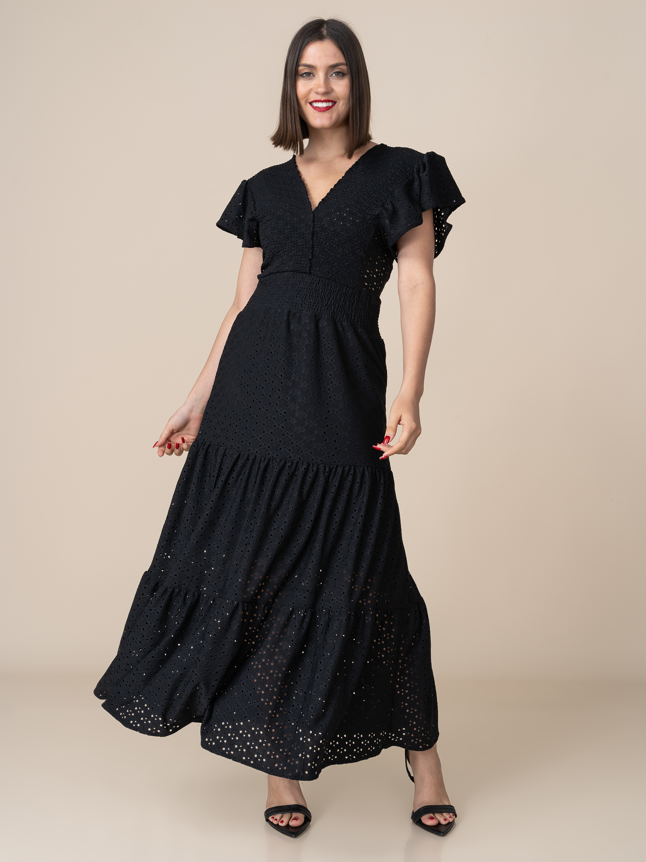 Vestido de Broderie Estela Negro