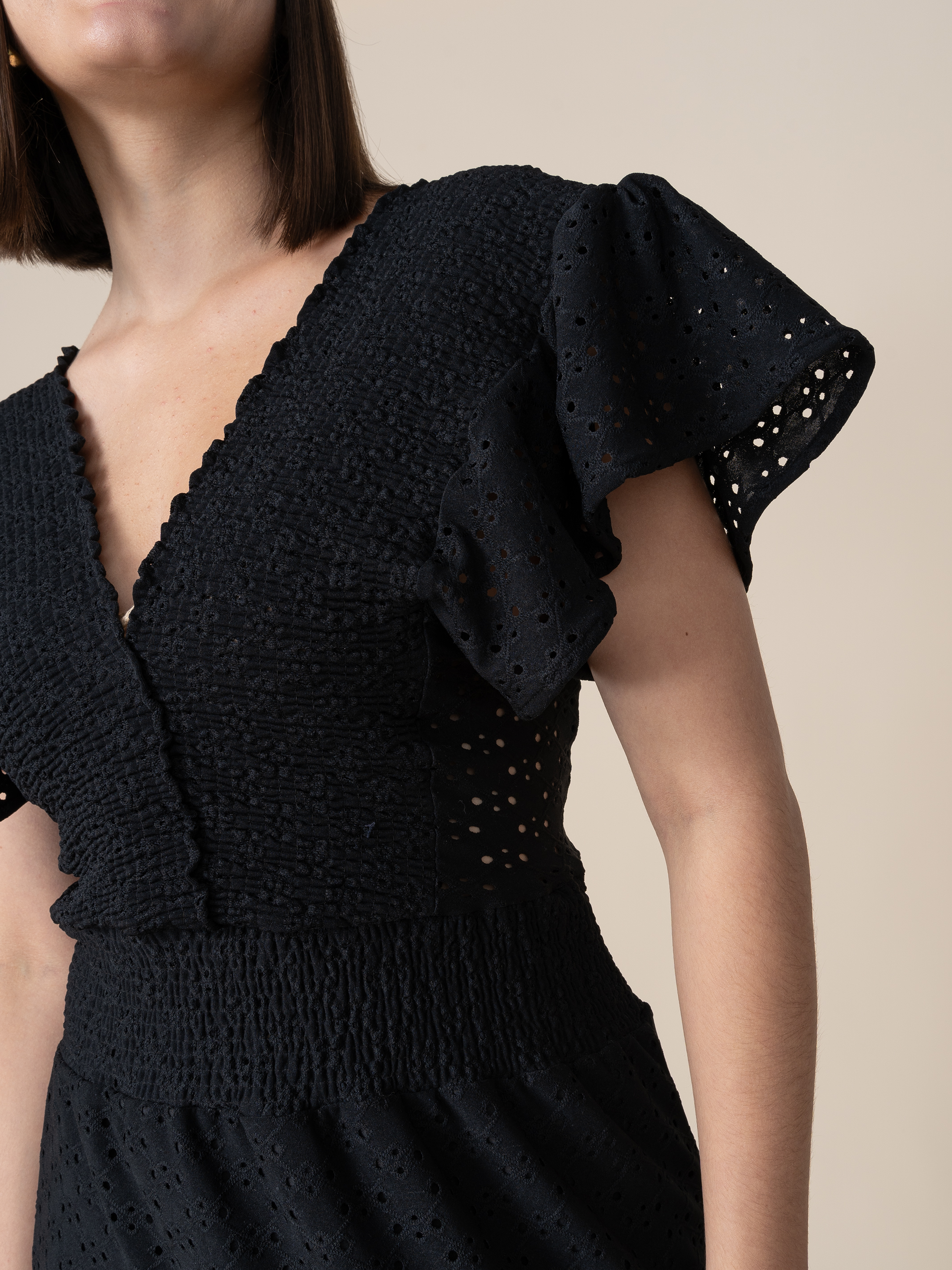 Vestido de Broderie Estela Negro