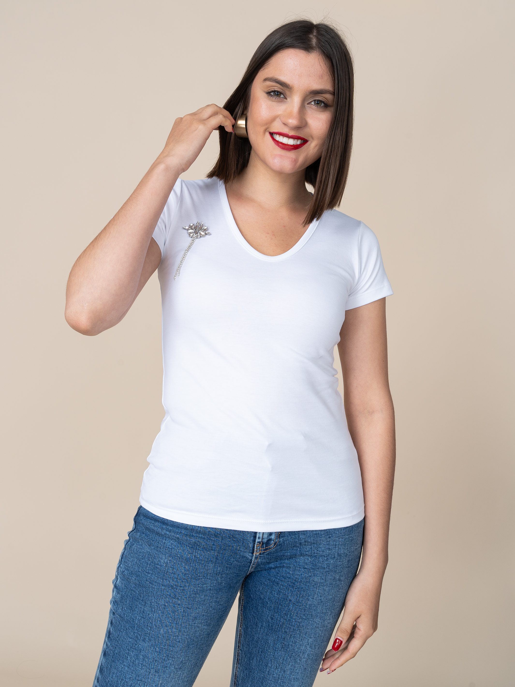 Polo De Algodon Blanco Brillo