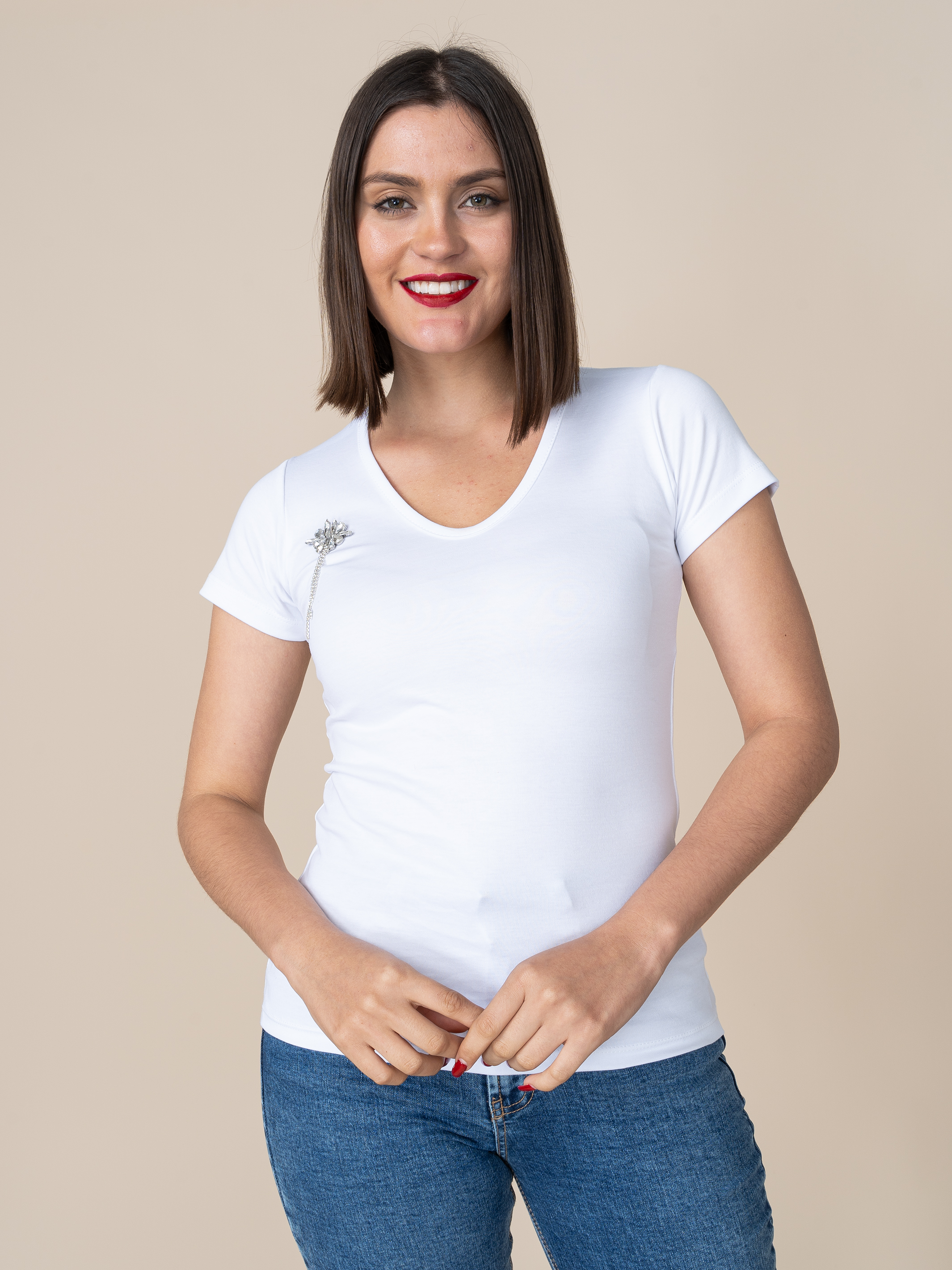 Polo De Algodon Blanco Brillo