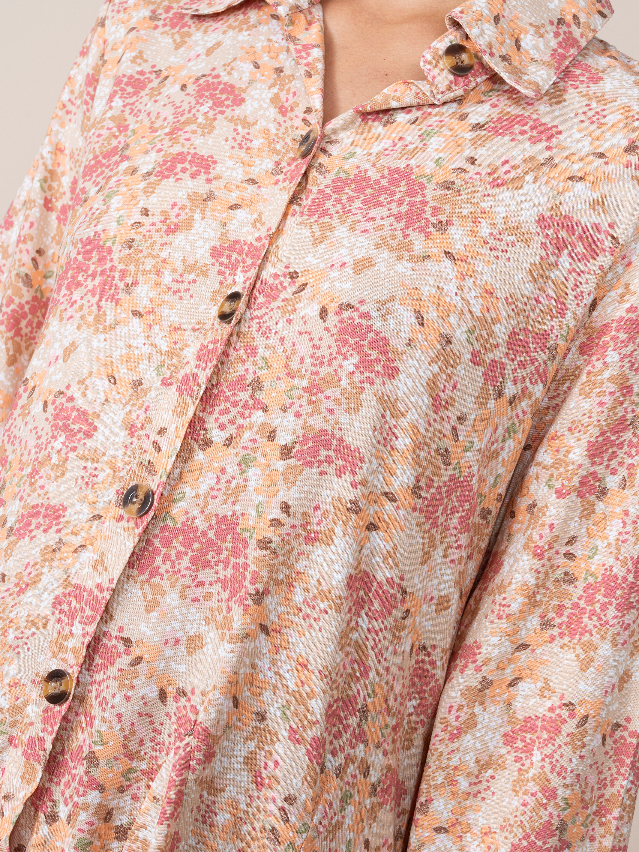 Vestido Aura Estampado Crema