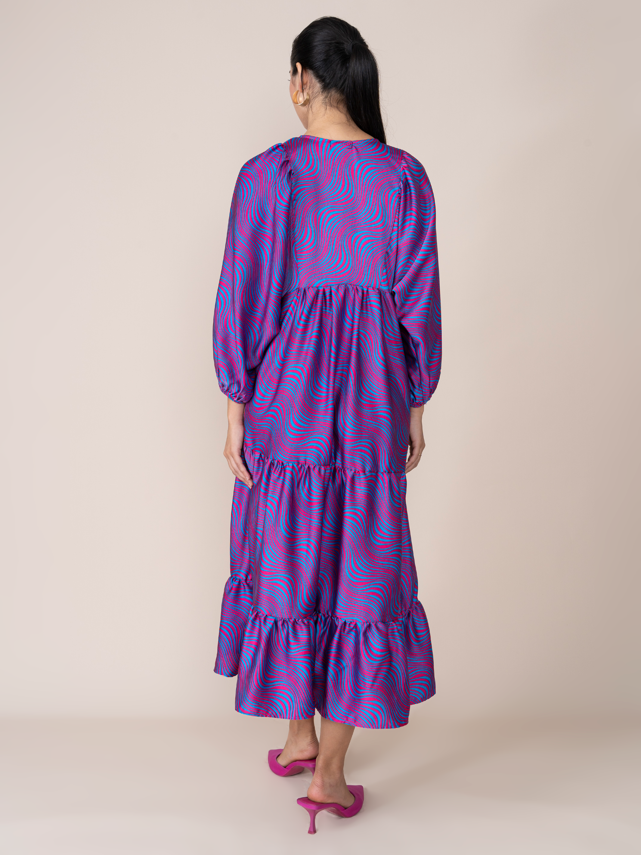 Vestido Lupe Azul/ Fucsia